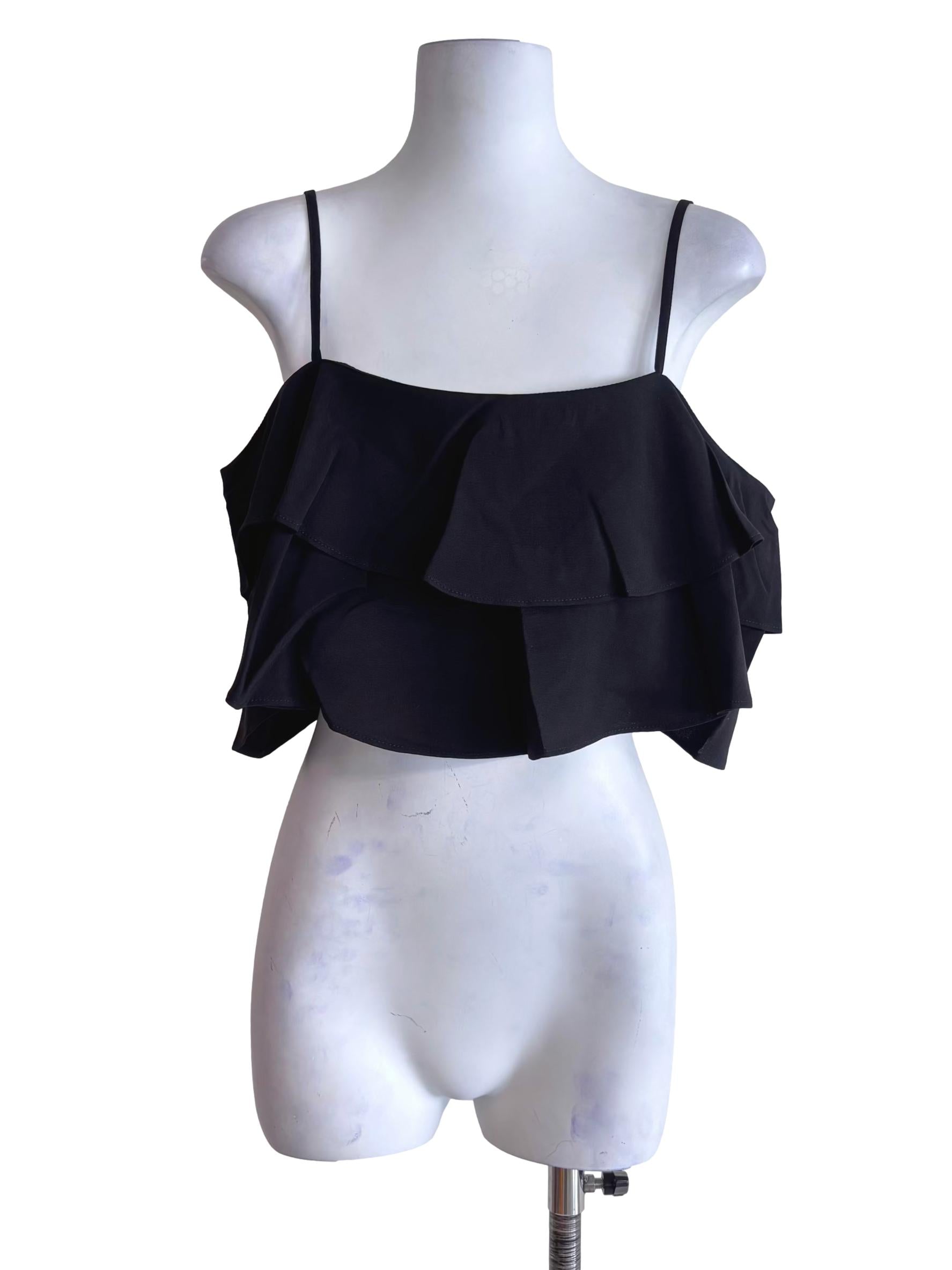 Black Kallie Ruffles Crop Top