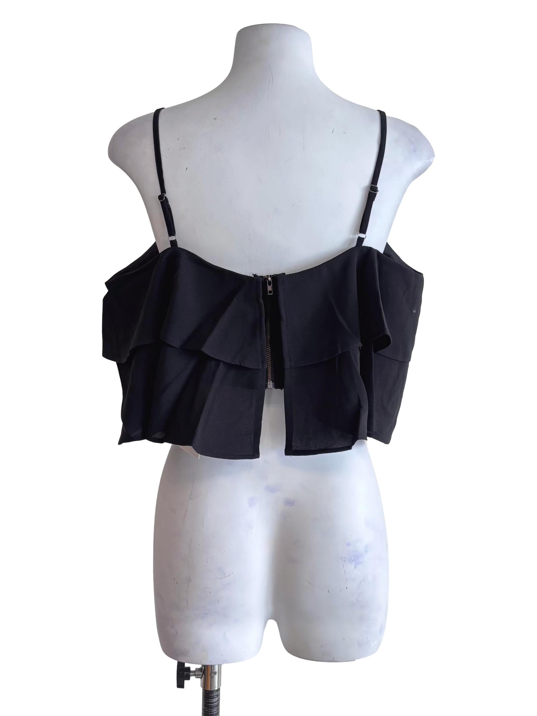 Black Kallie Ruffles Crop Top