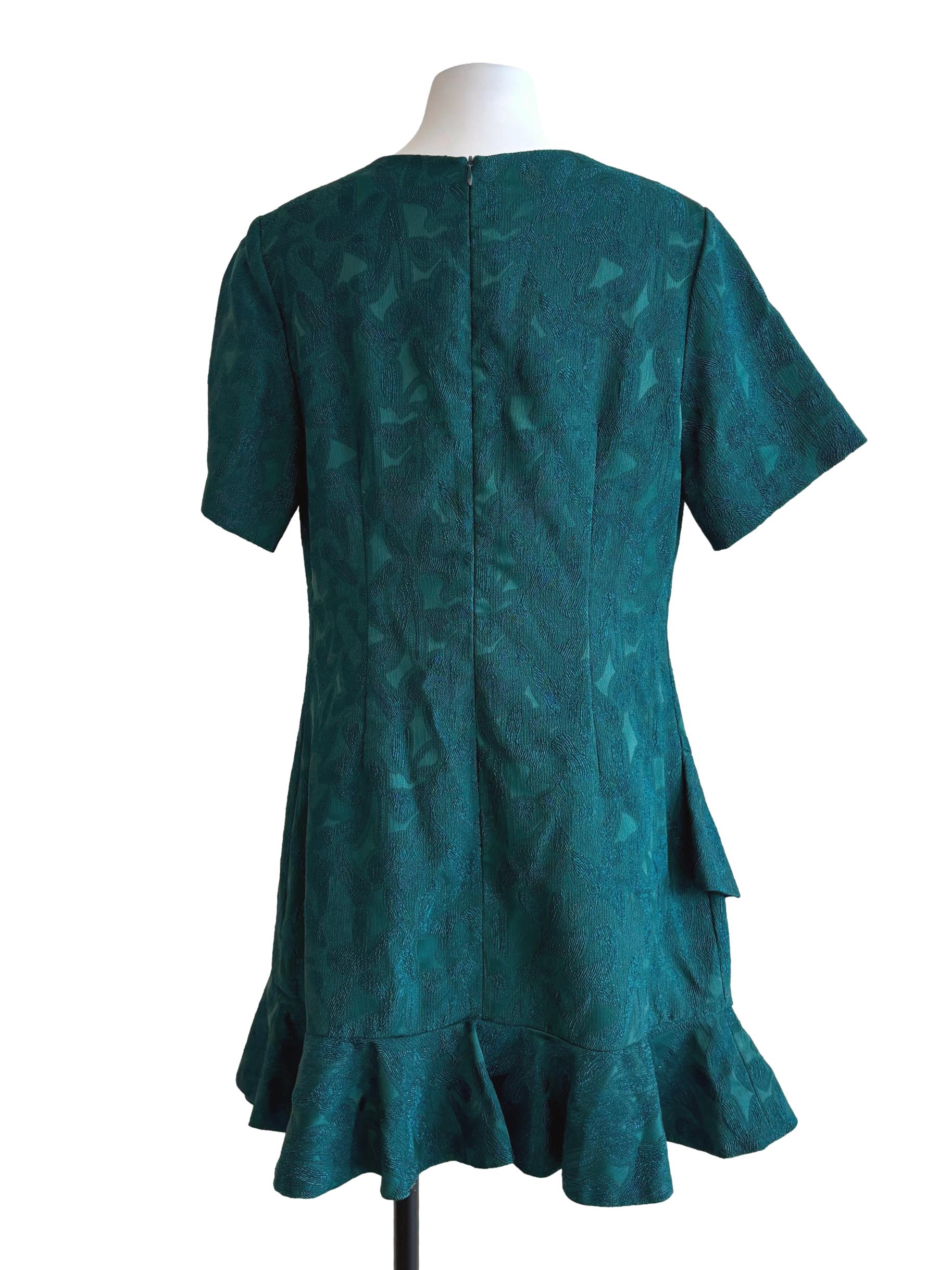 Teal Short Sleeve A-Line Dress