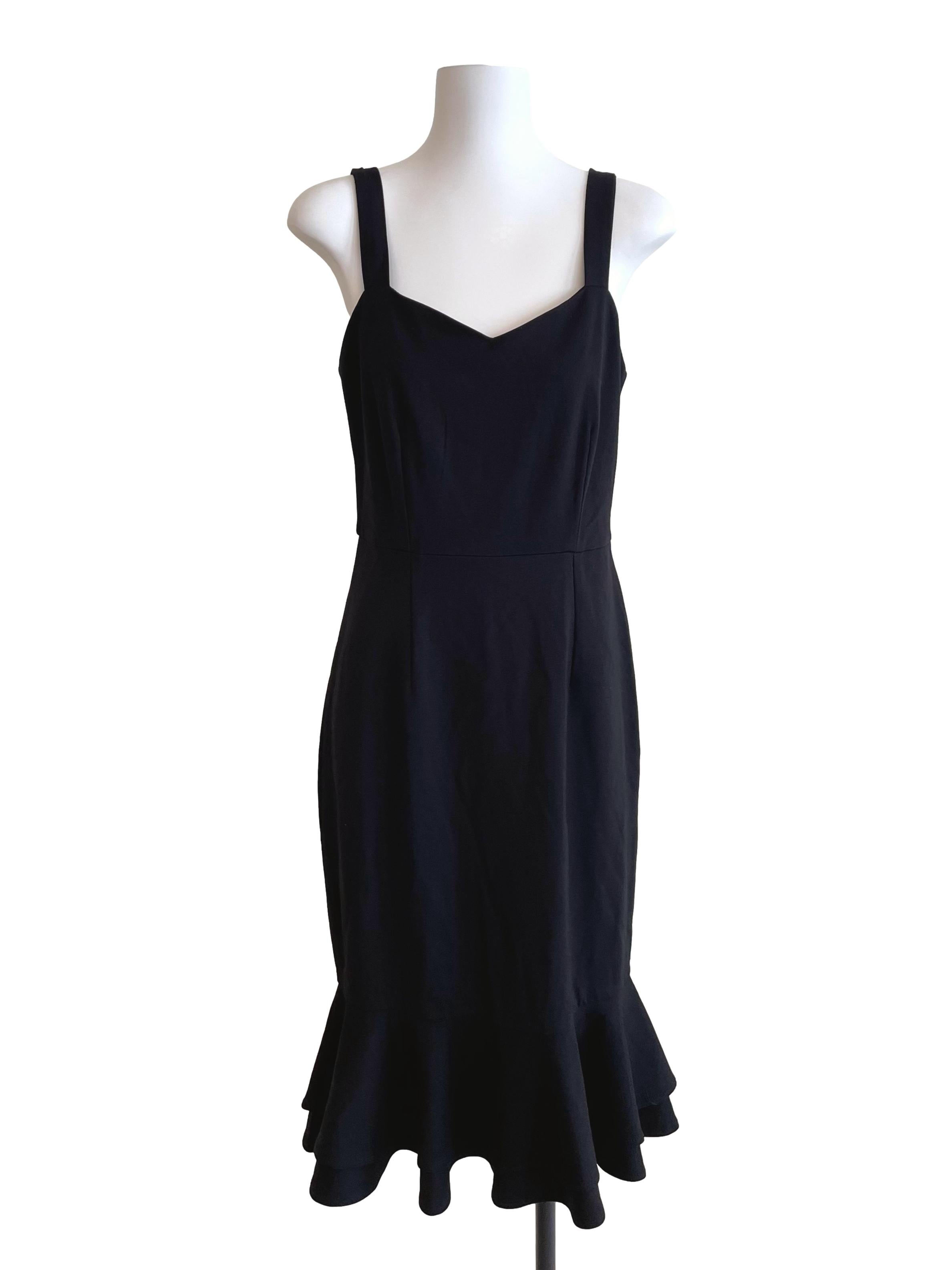 Black Flounced Sheath Dress