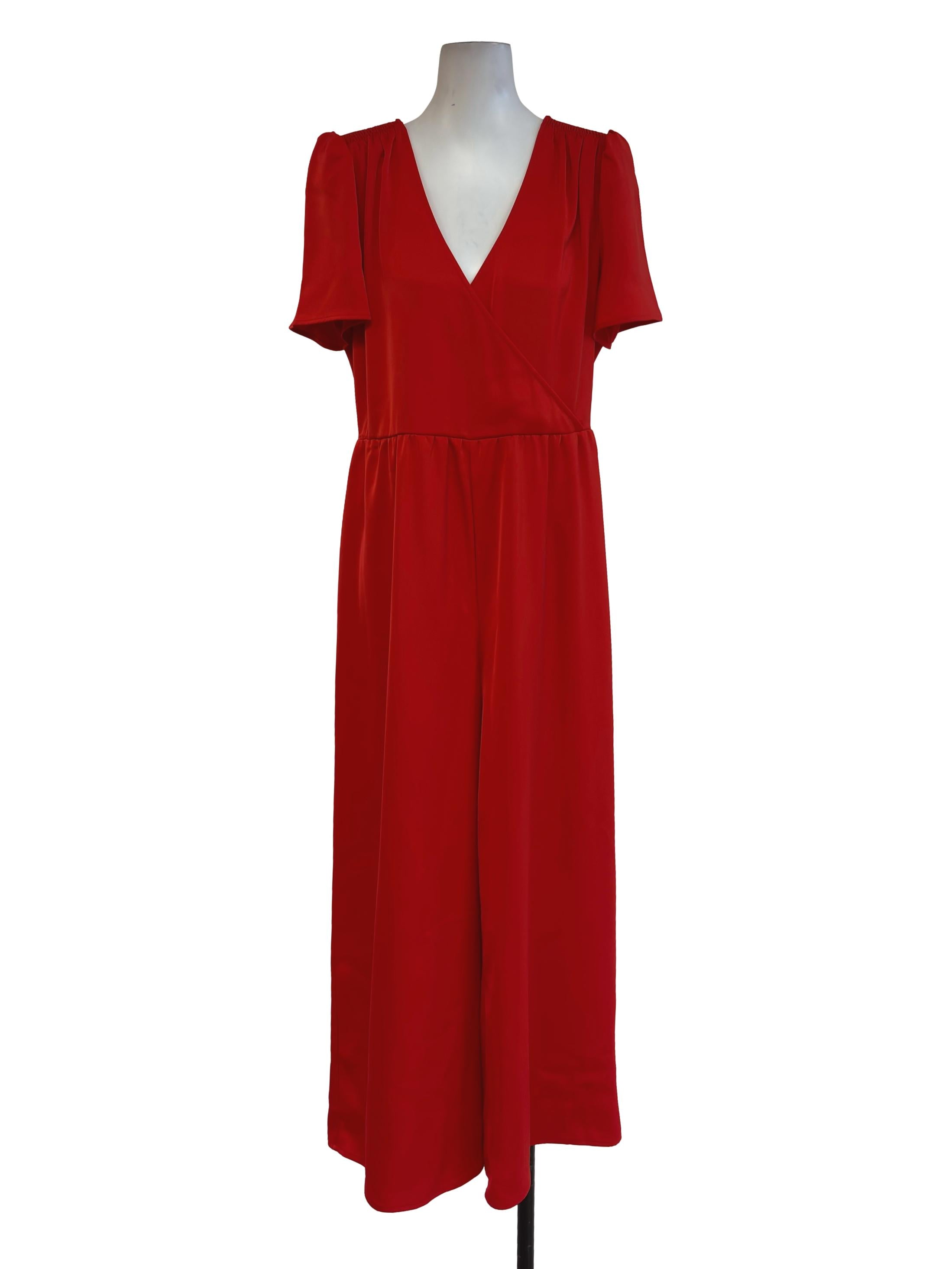 Bright Red Empire Jumpsuit