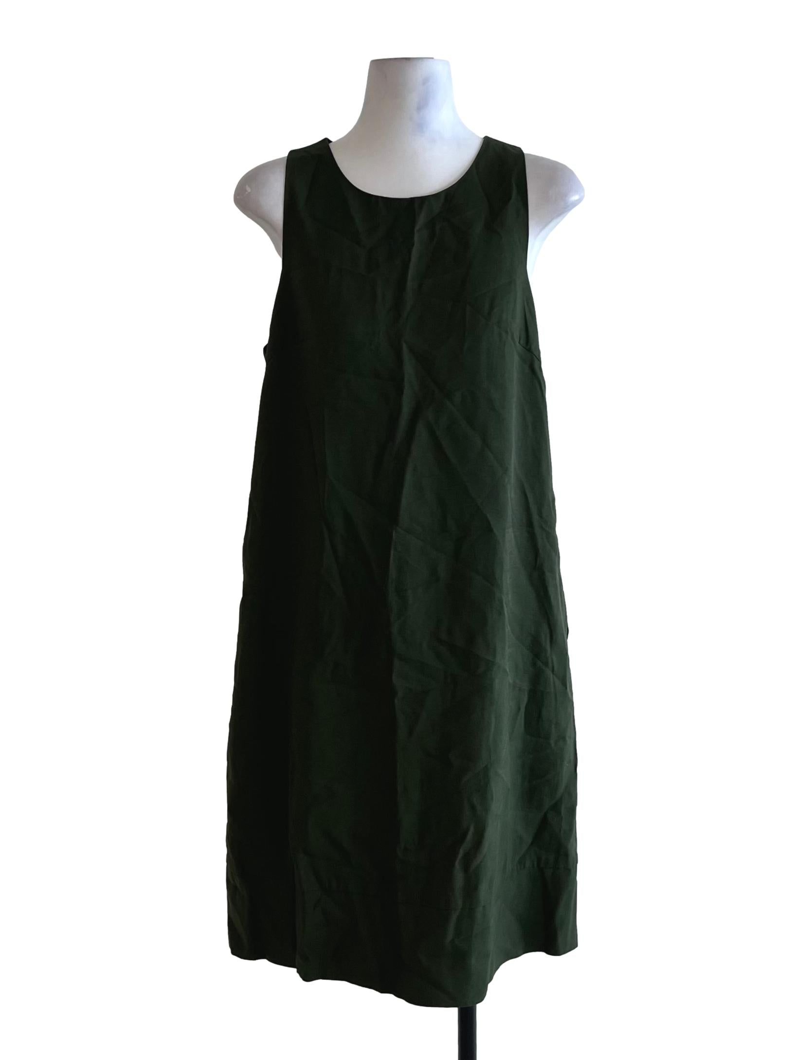 Pine Green Jewel Neckline Shift Dress TEM