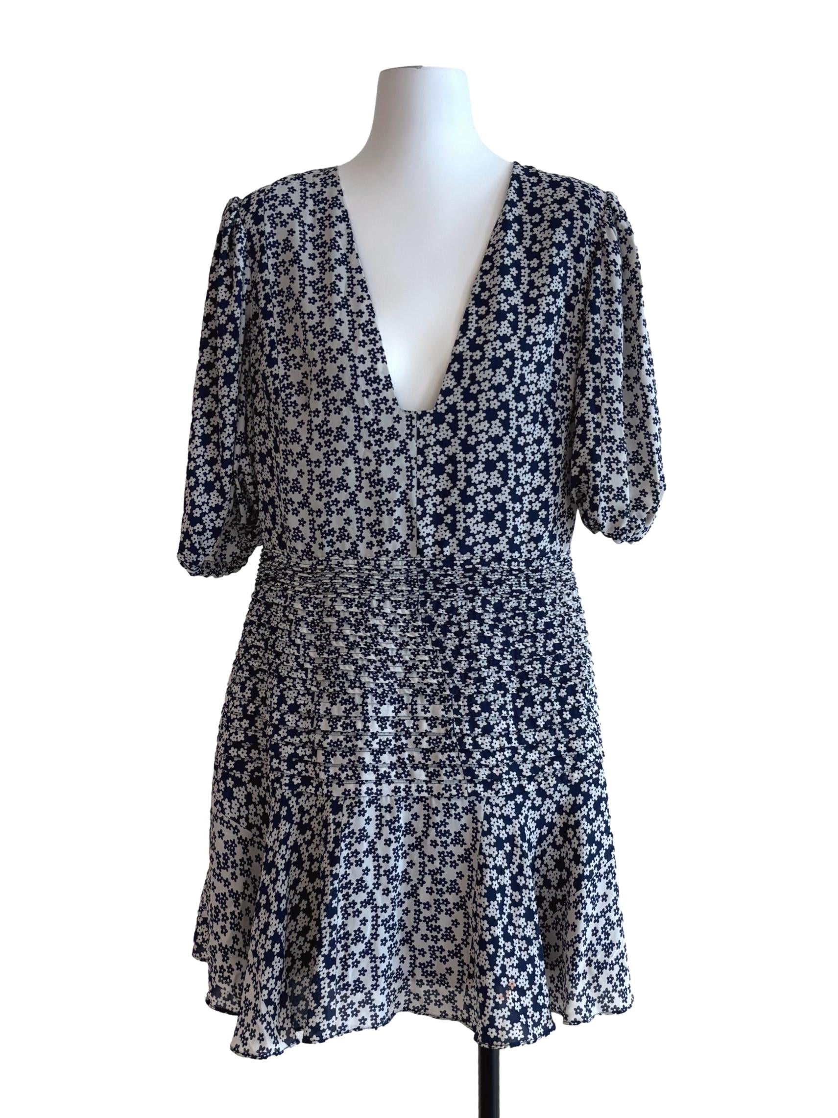 Blue Black Floral Mini Dress