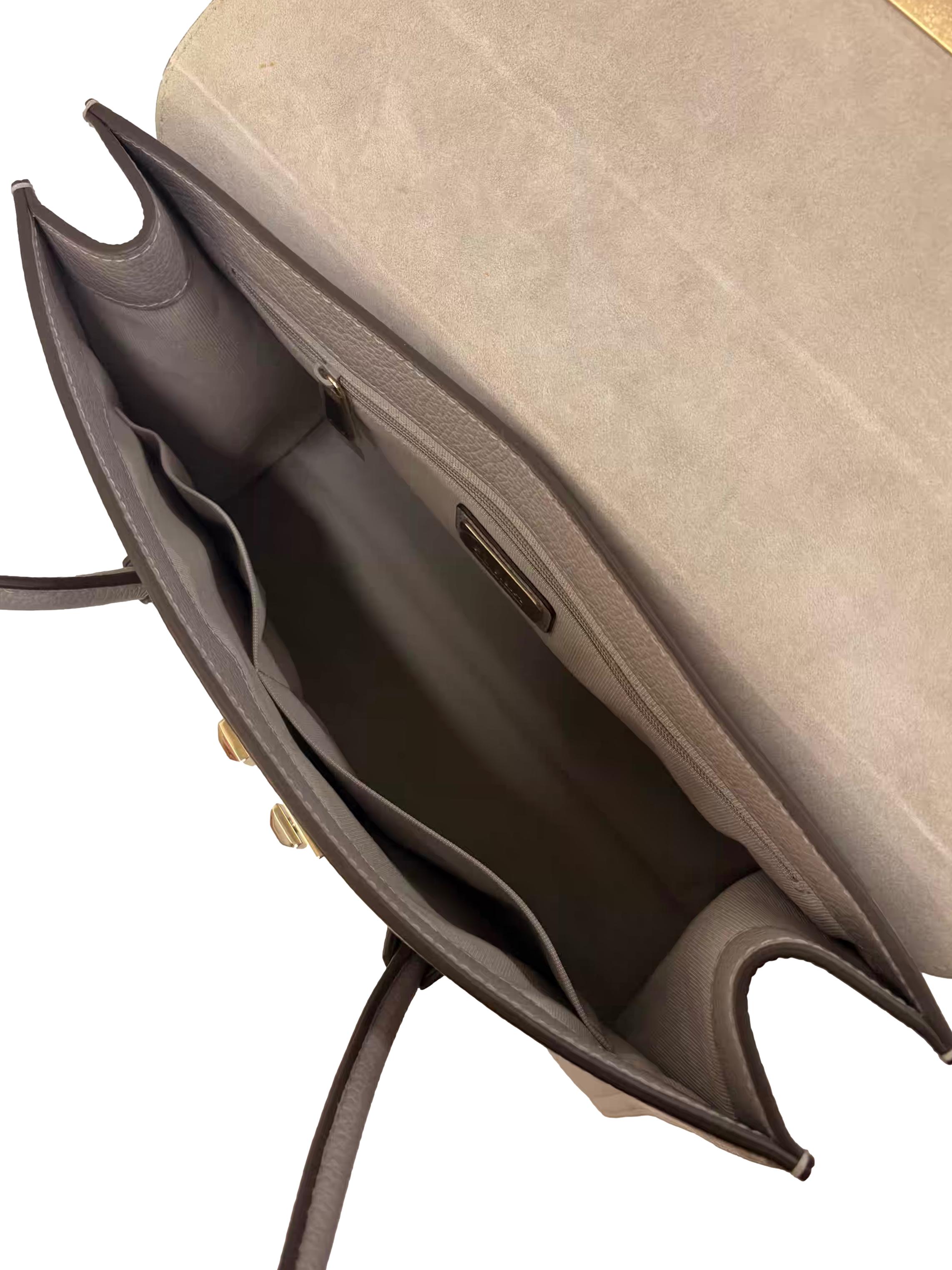 Light Grey Bella Top-Handle Leather Shoulder Bag