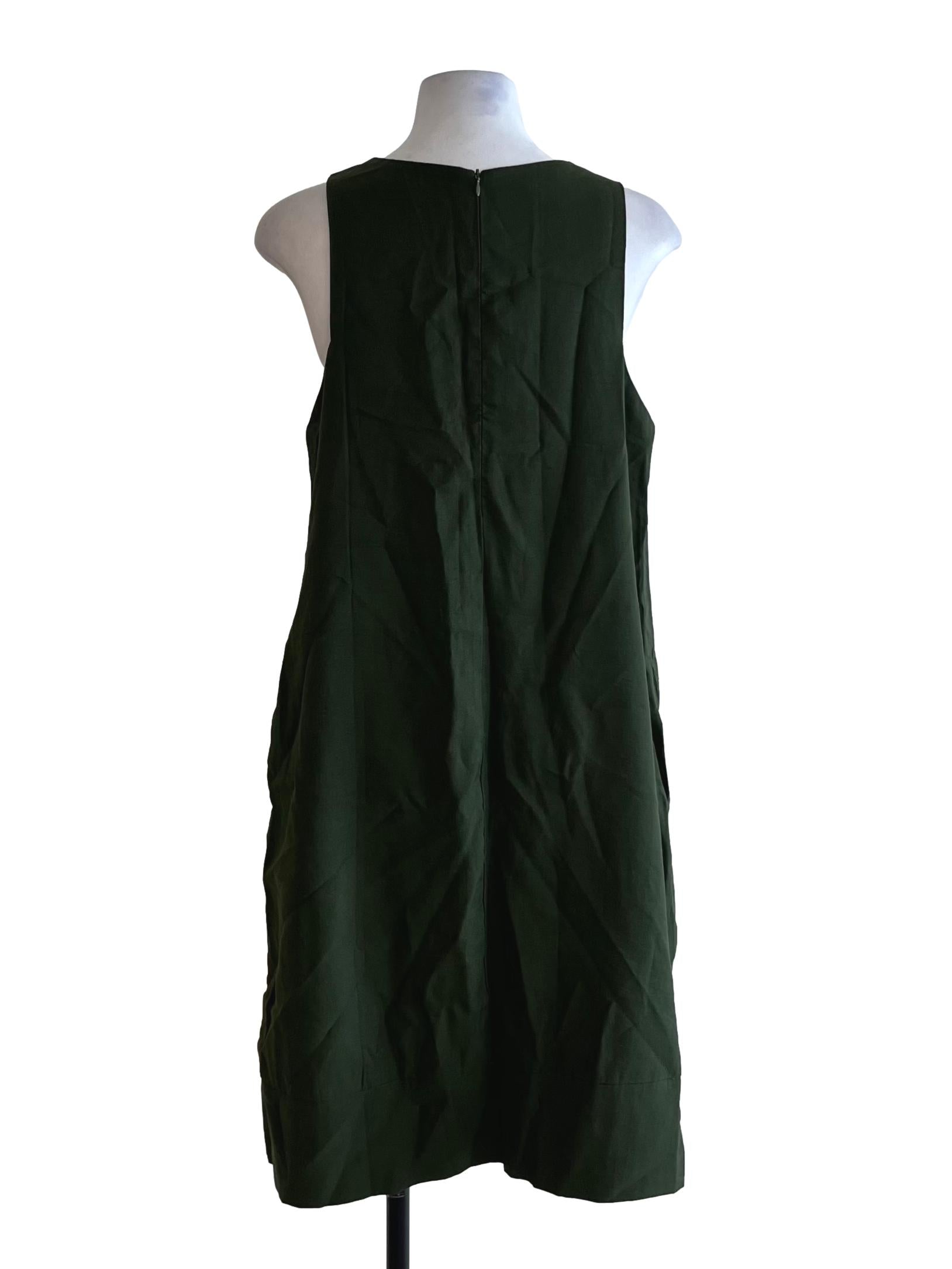 Pine Green Jewel Neckline Shift Dress TEM
