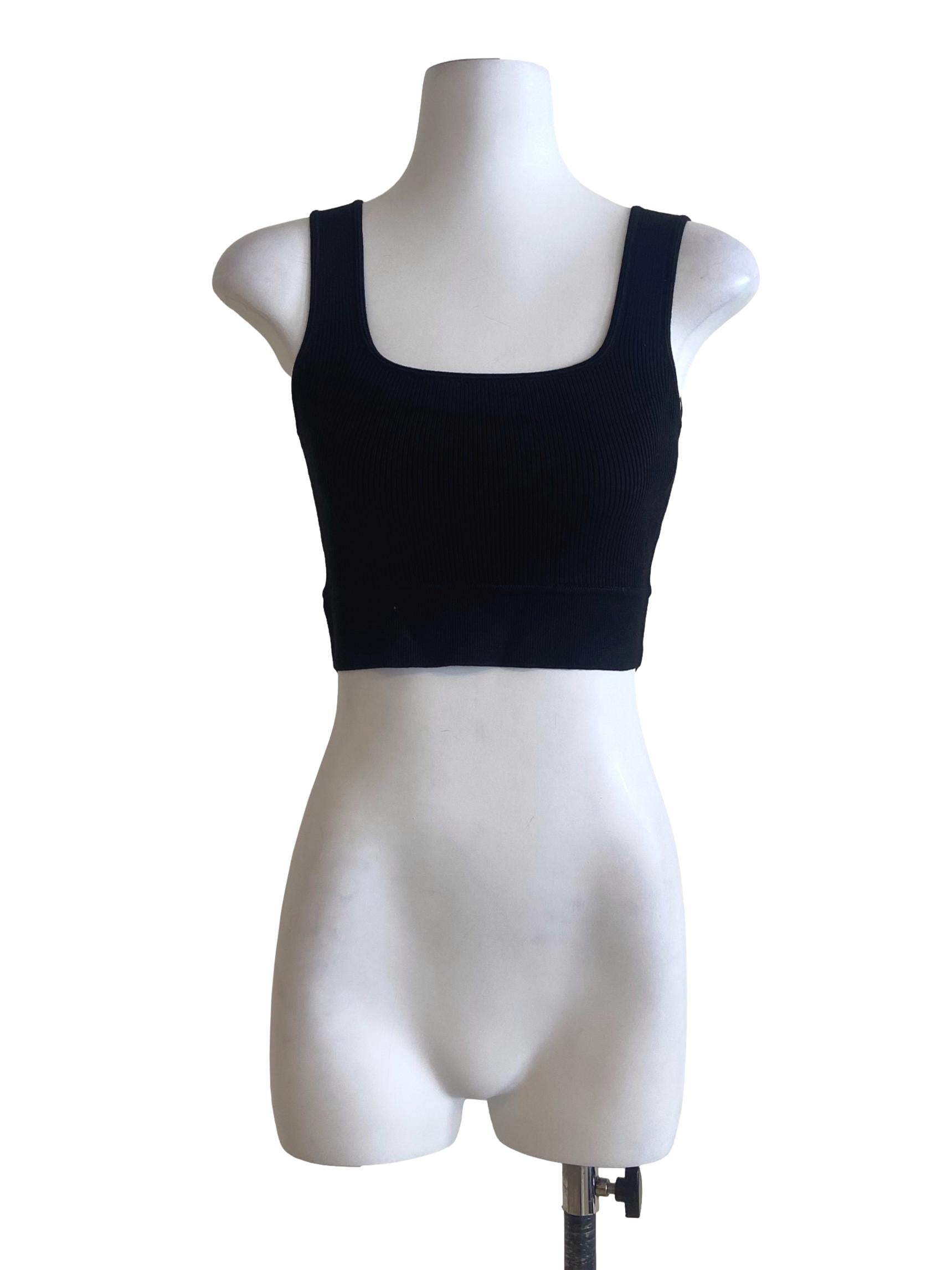 Black Pencil Stripe Sleeveless Crop Top