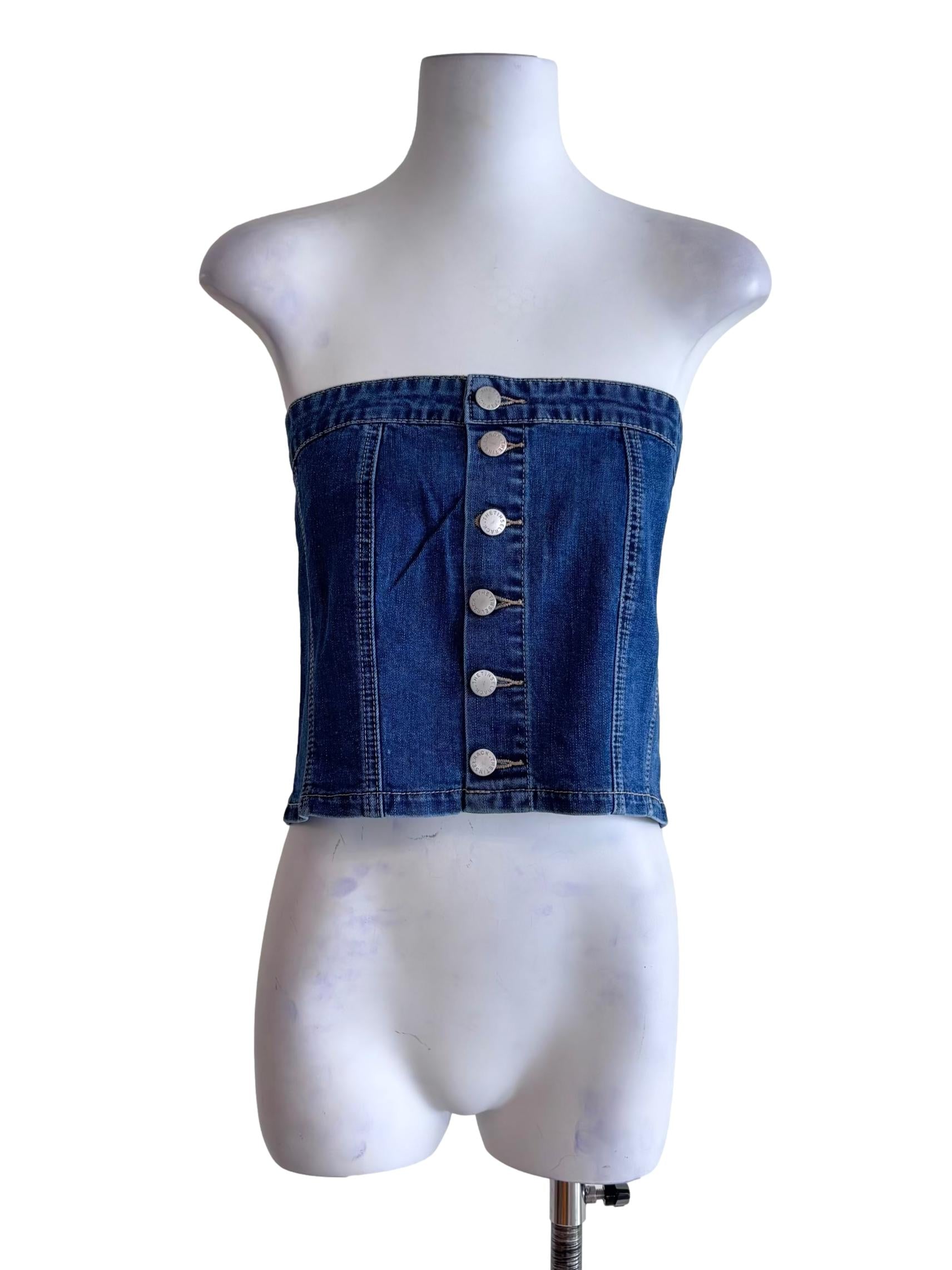 Blue Franc Denim Button Tube Top