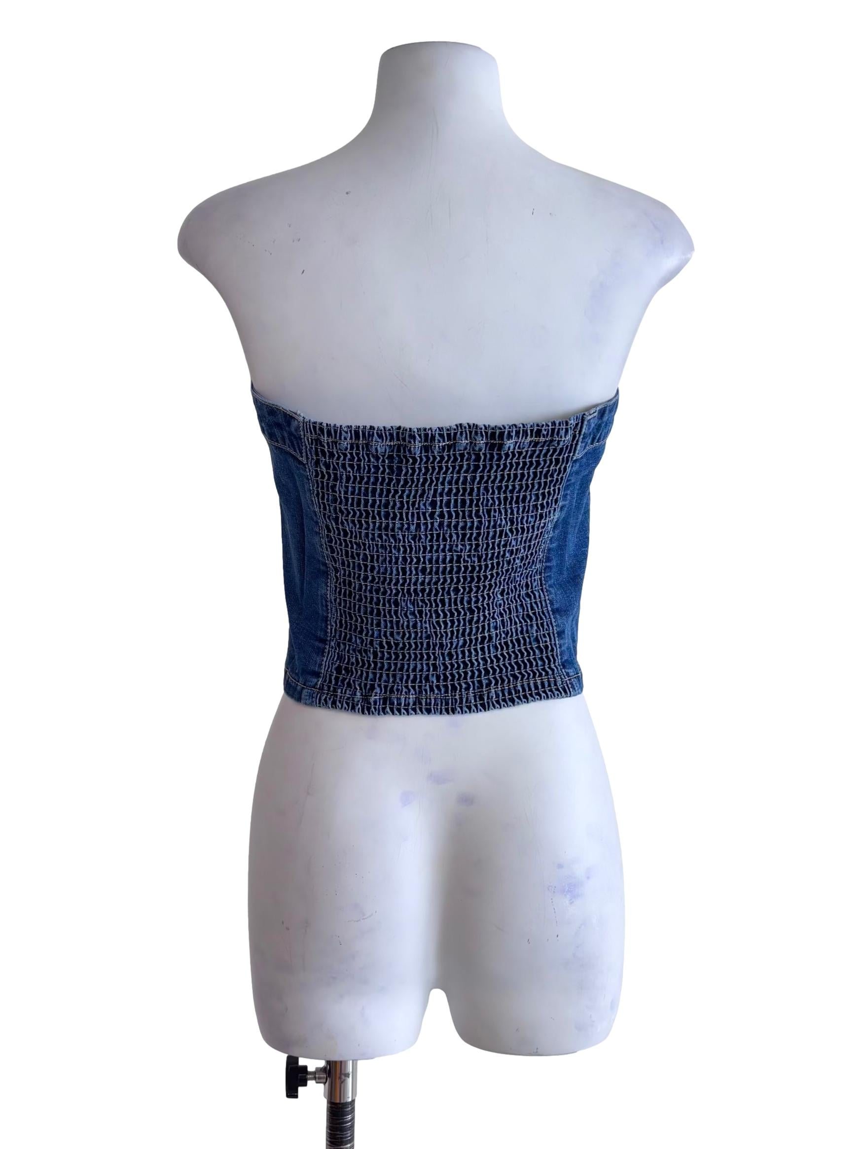 Blue Franc Denim Button Tube Top