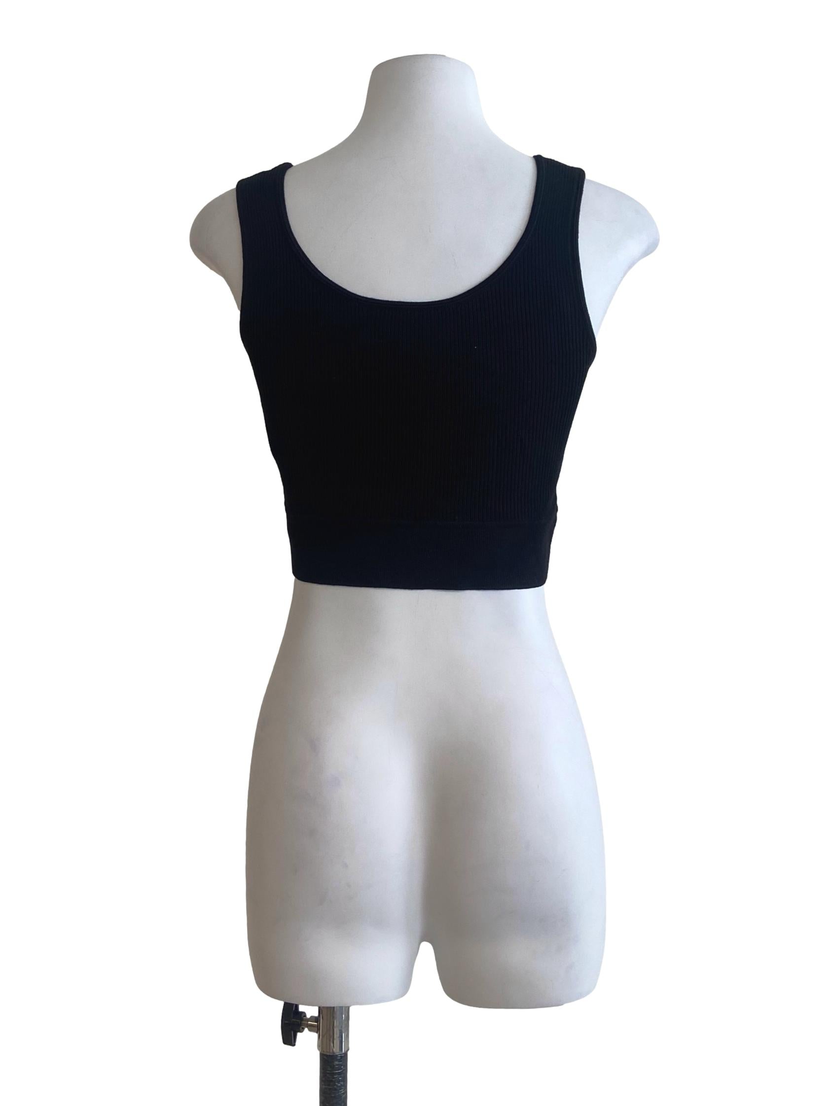 Black Pencil Stripe Sleeveless Crop Top