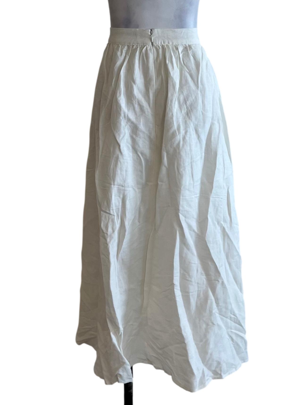 White High-Waisted A-Line Skirt LB