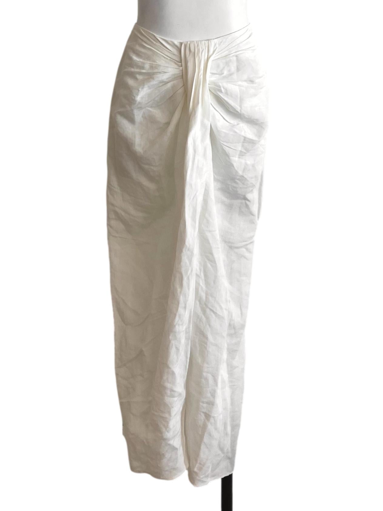 White Slit Draped Skirt