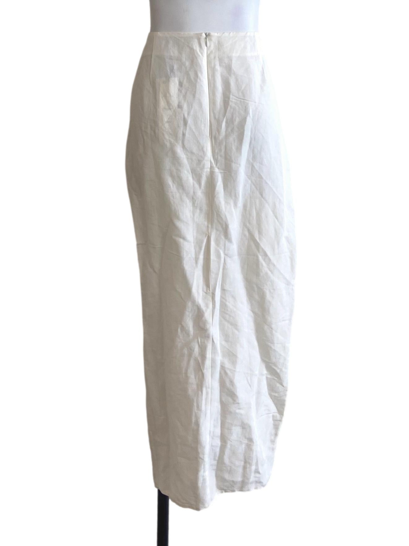 White Slit Draped Skirt