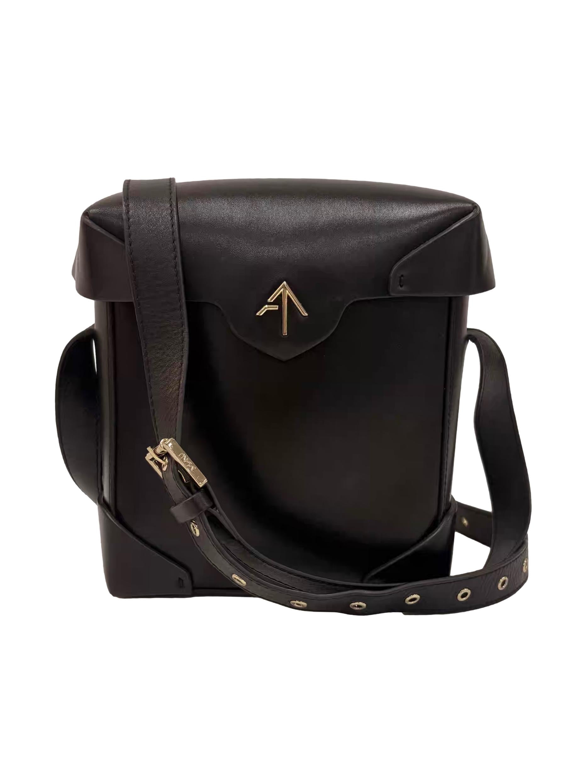 Black Mini Pristine Leather Crossbody Bag