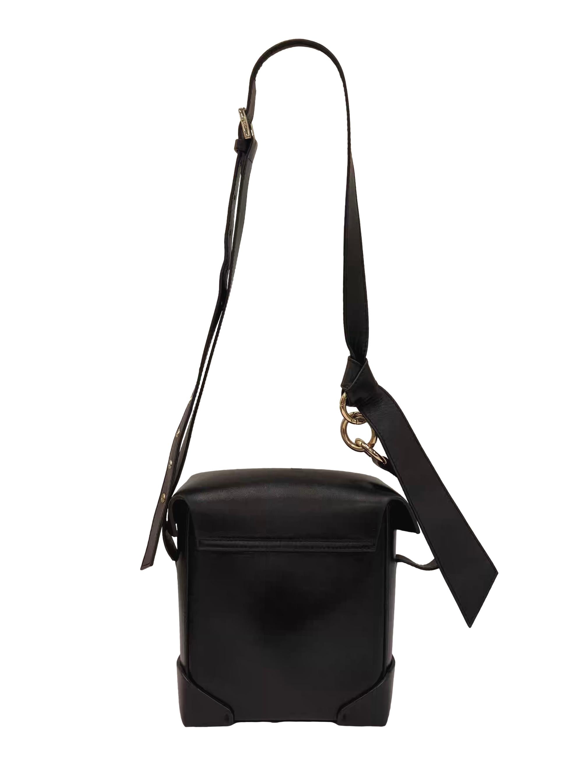Black Mini Pristine Leather Crossbody Bag