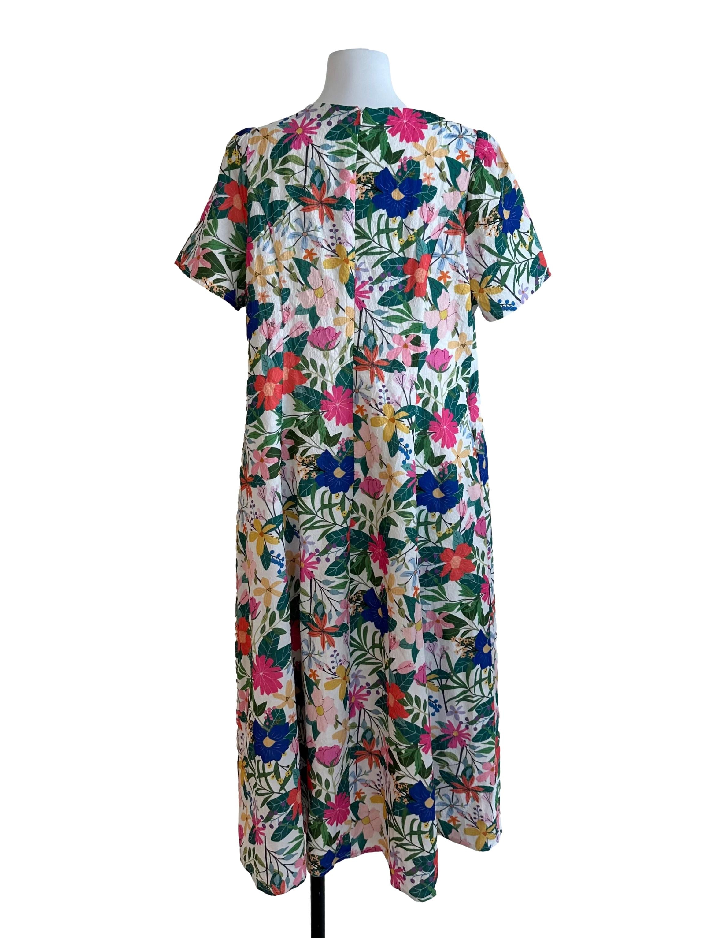 Multicolour Pattern V Neck Dress