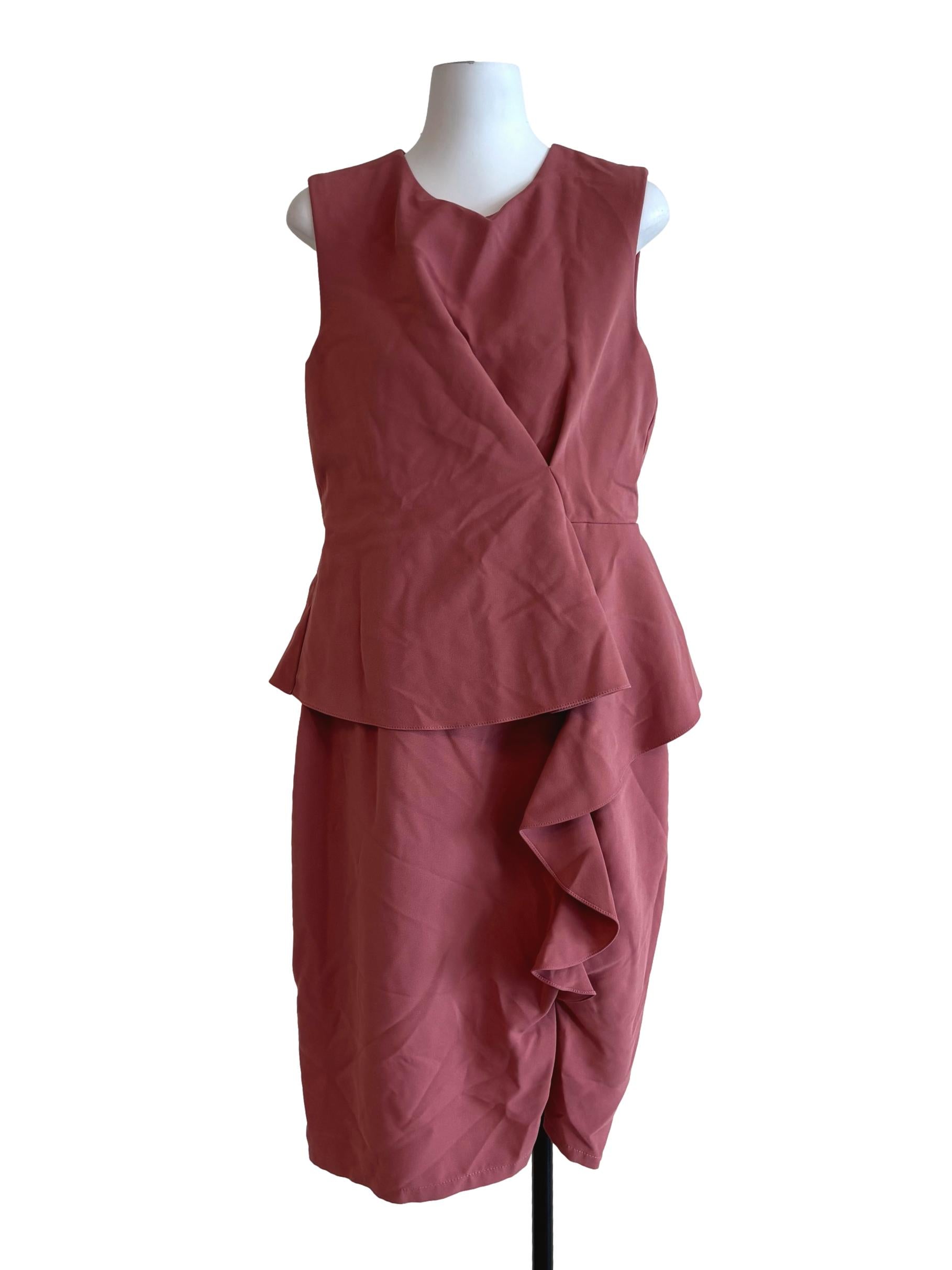 Dusty Pink Sleeveless Peplum Dress