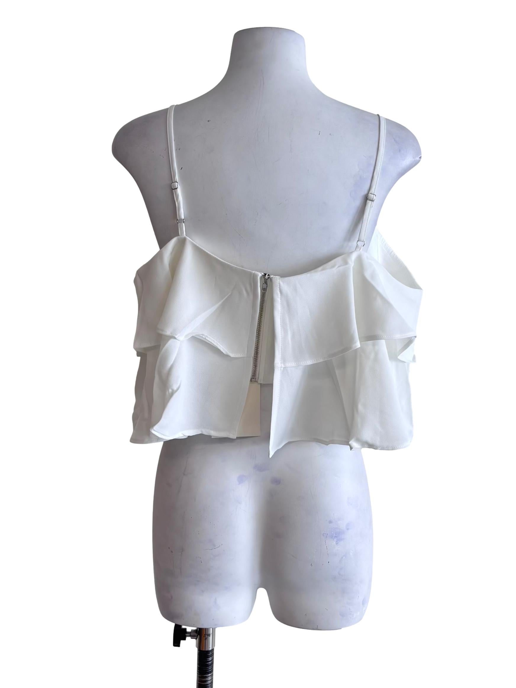 White Kallie Ruffles Crop Top