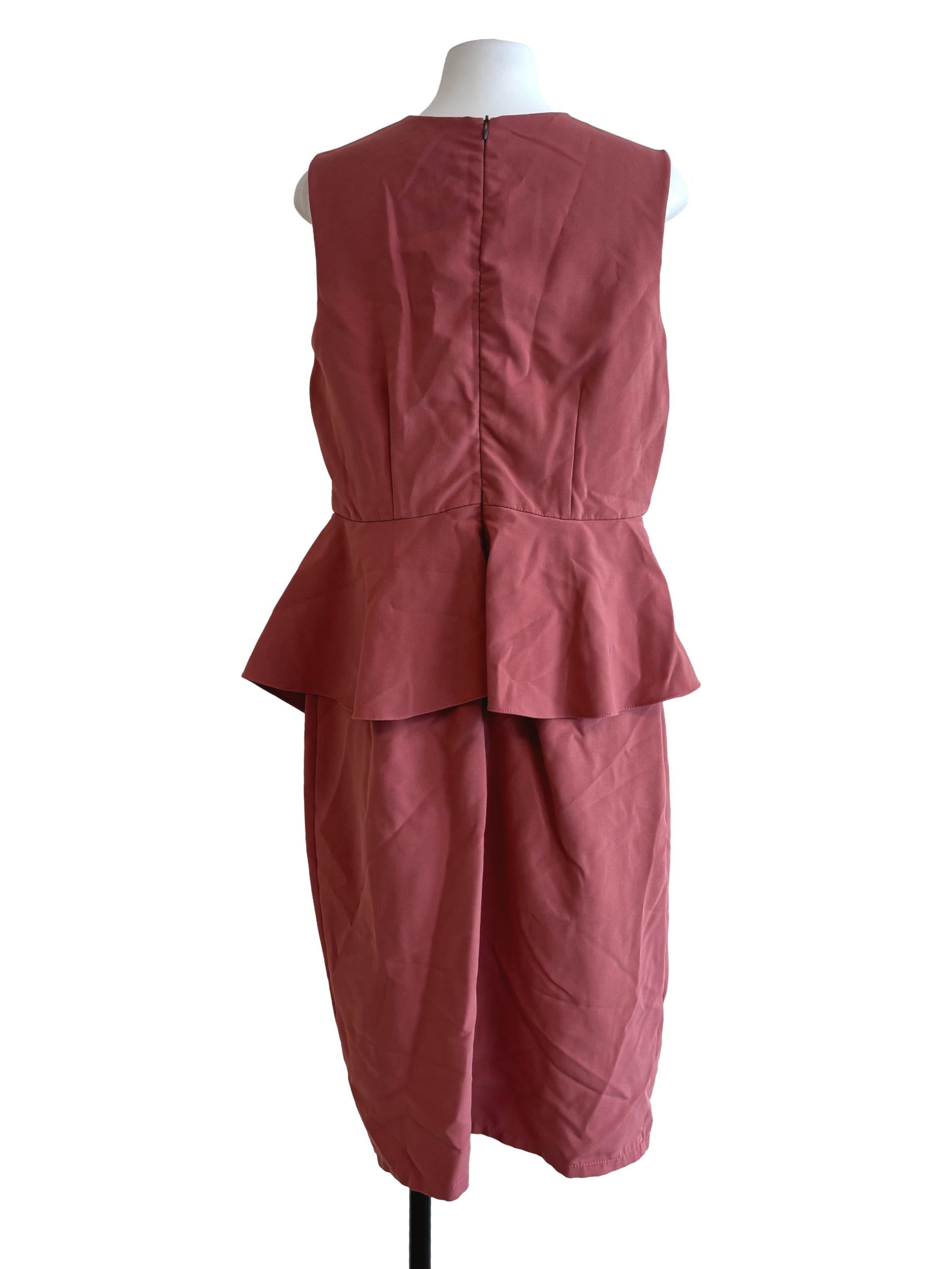 Dusty Pink Sleeveless Peplum Dress