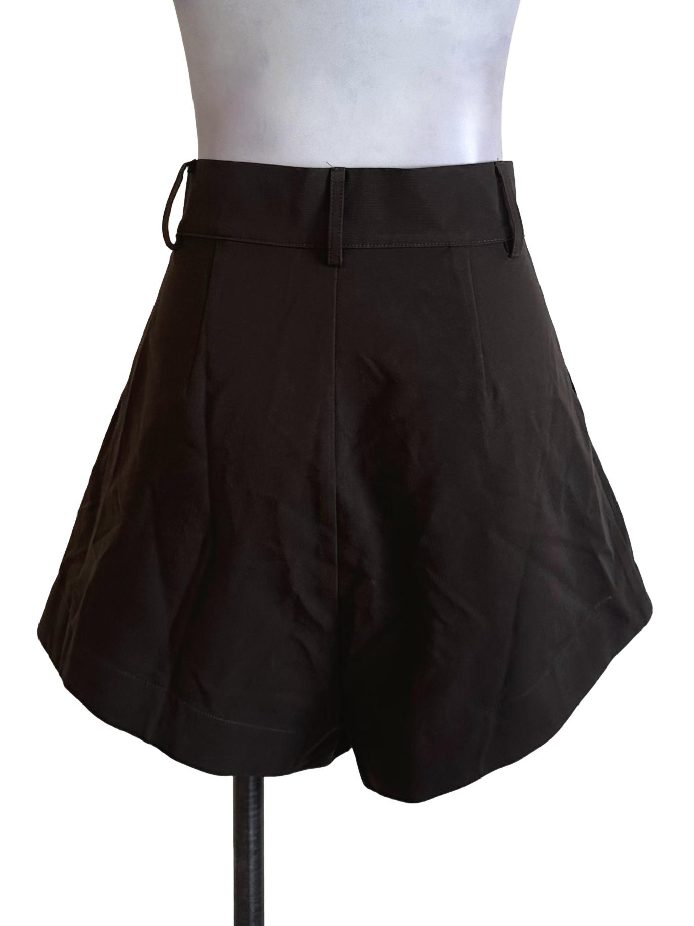 Black High Waisted Box Pleated Shorts YHF