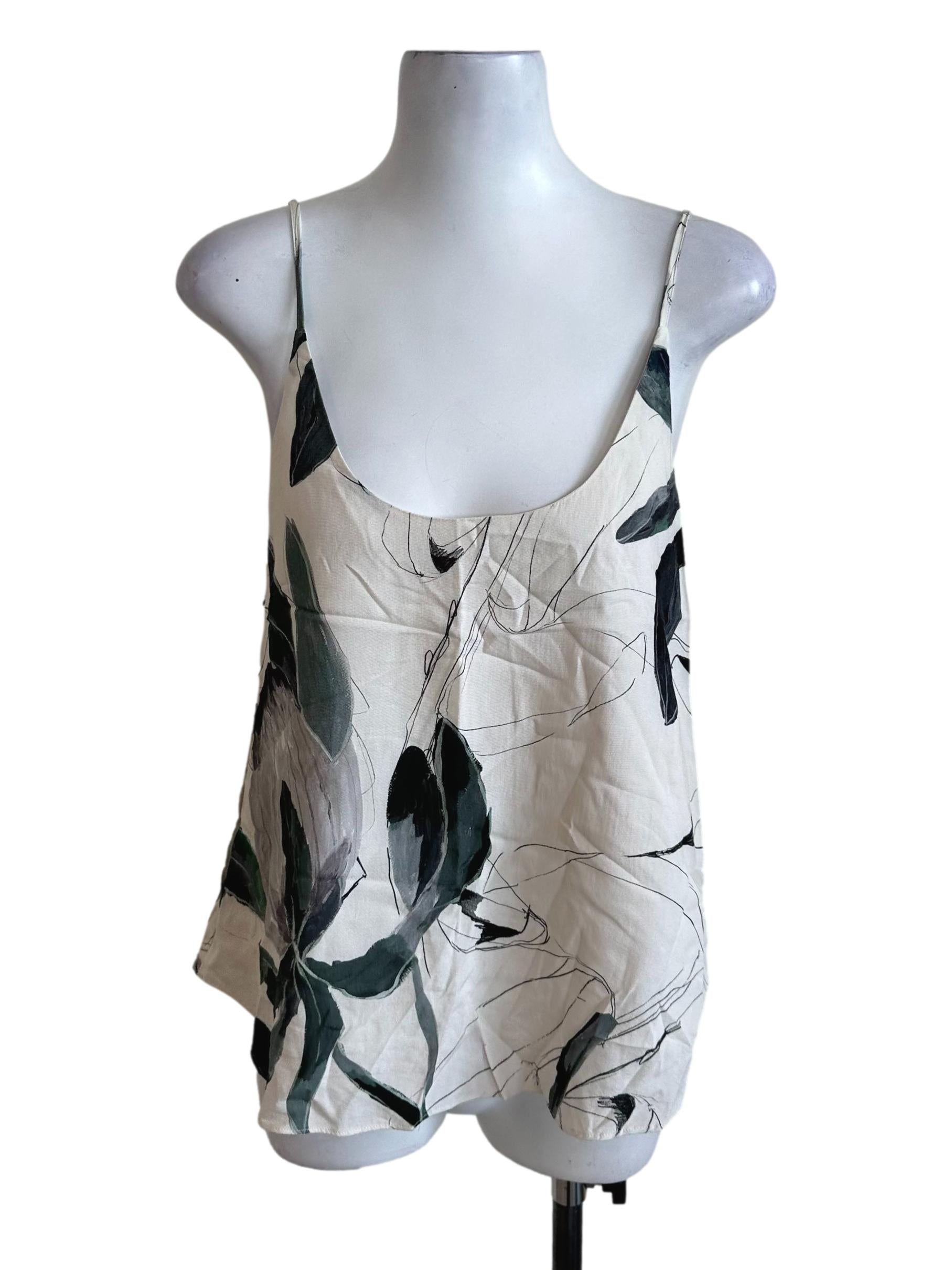 Ash White Pattern Scoop Top