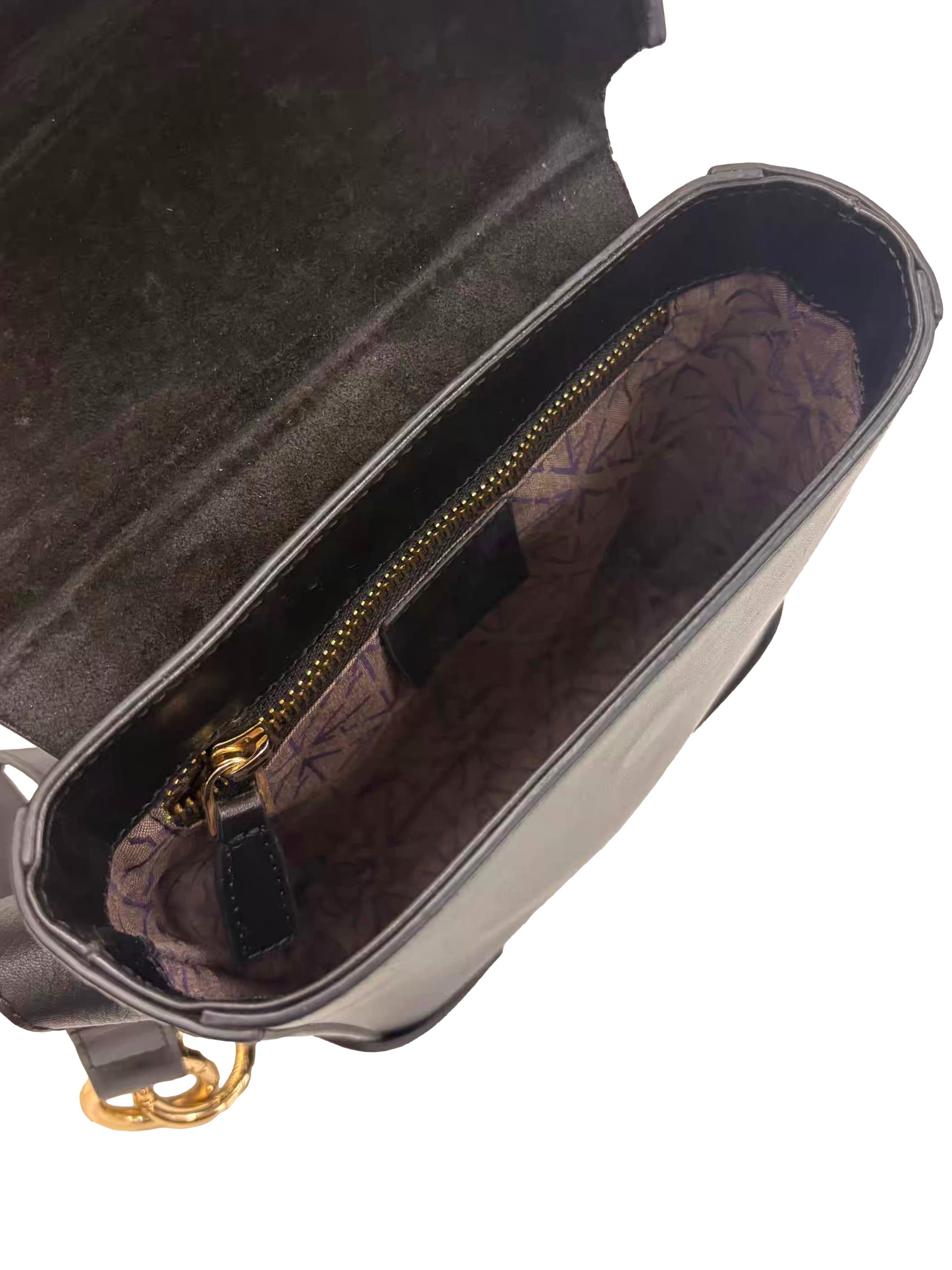 Black Mini Pristine Leather Crossbody Bag