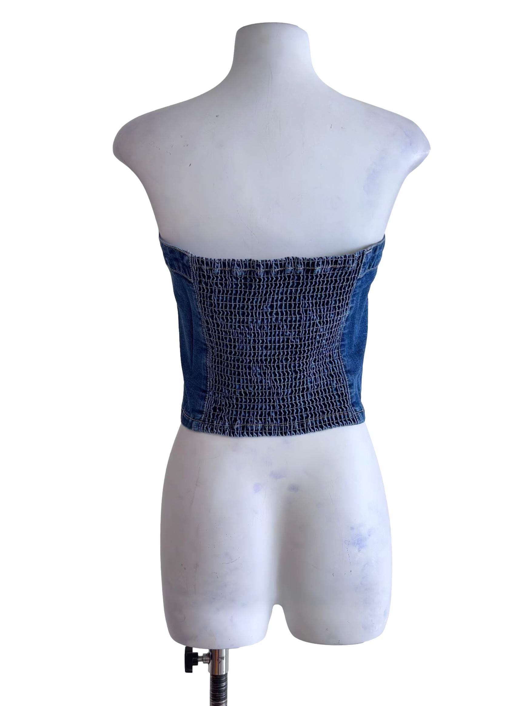 Blue Franc Denim Button Tube Top