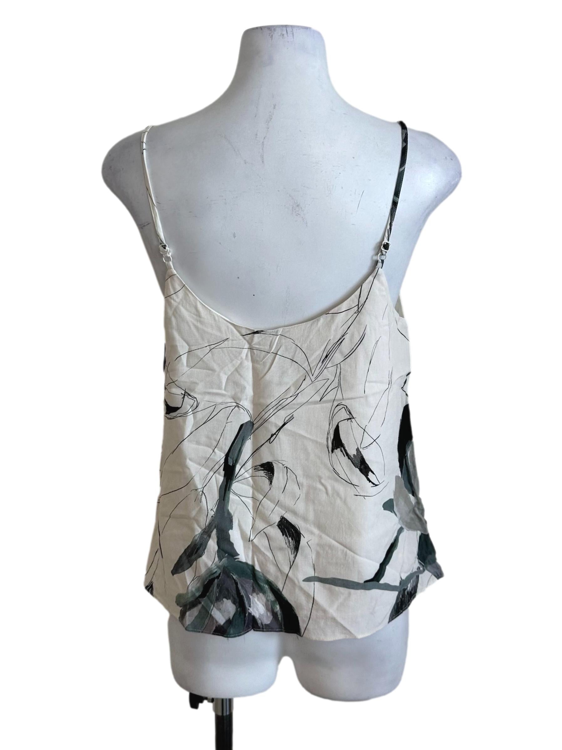 Ash White Pattern Scoop Top