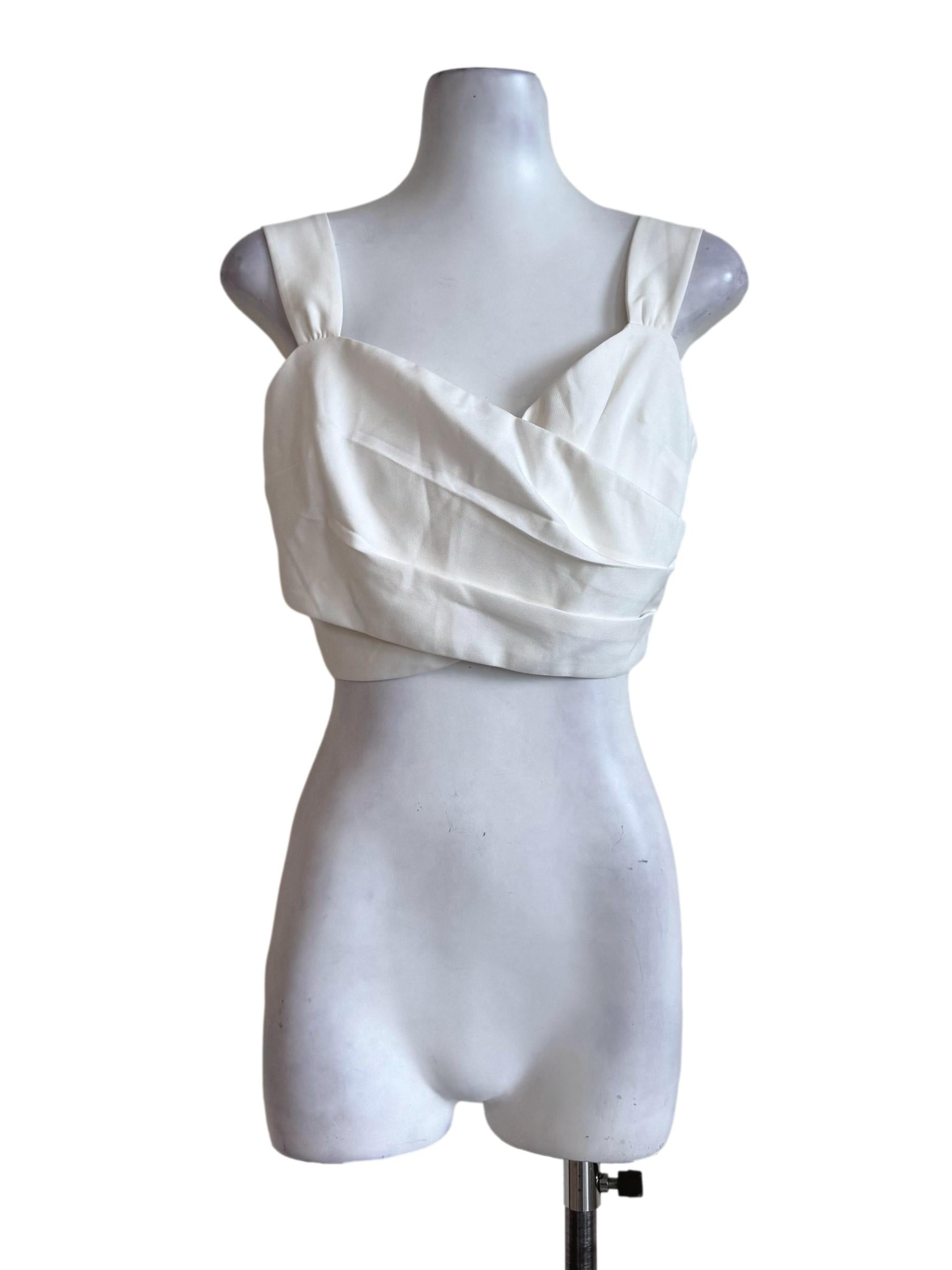 Sugar White Overlap Neck Bralet