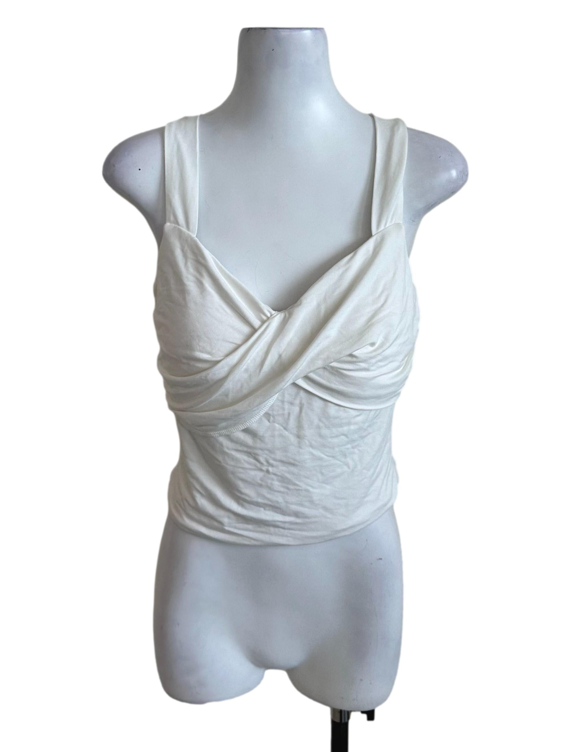Ivory White V Neck Overlap Ruched Top