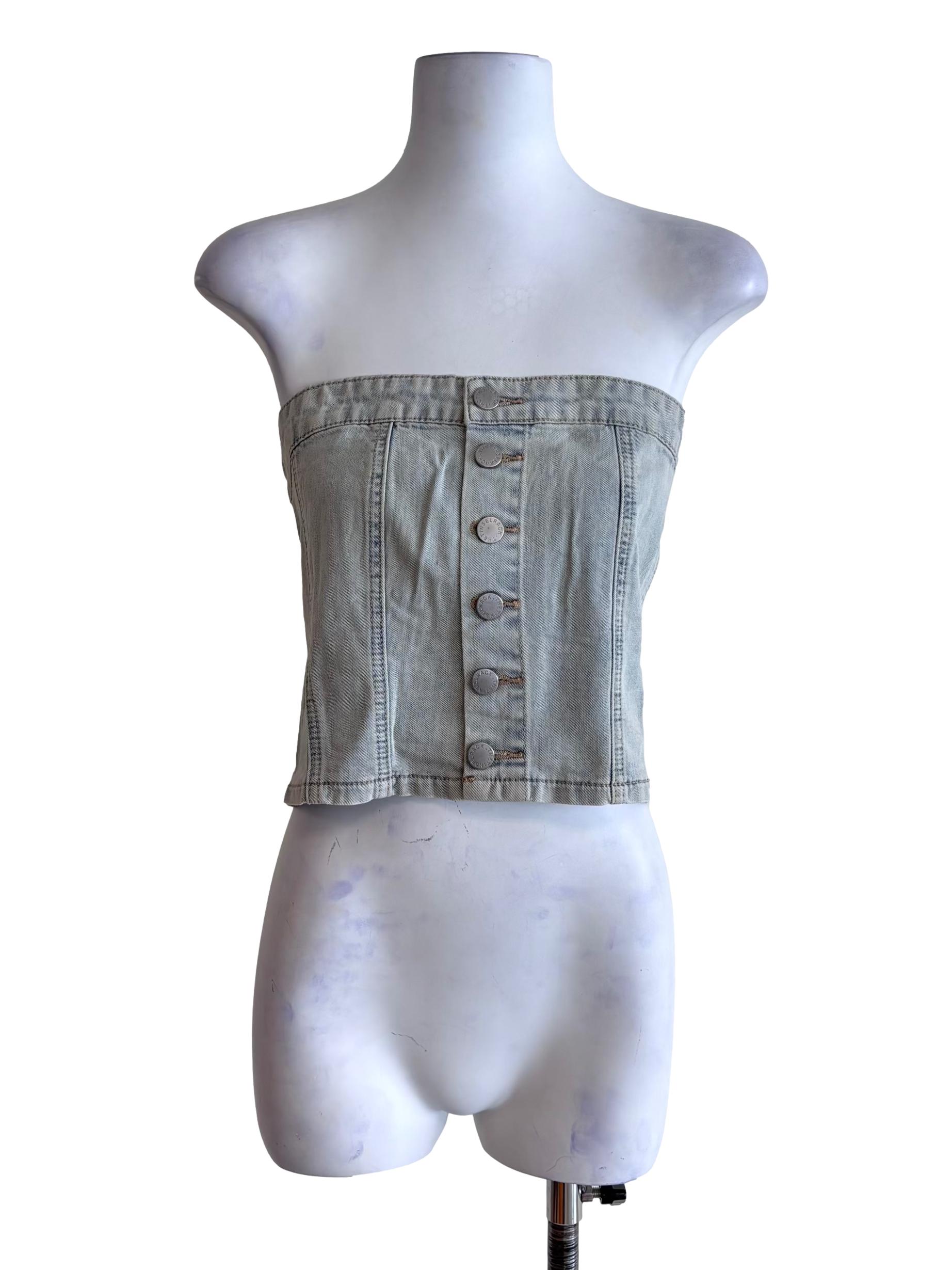 Light Blue Franc Denim Button Tube Top