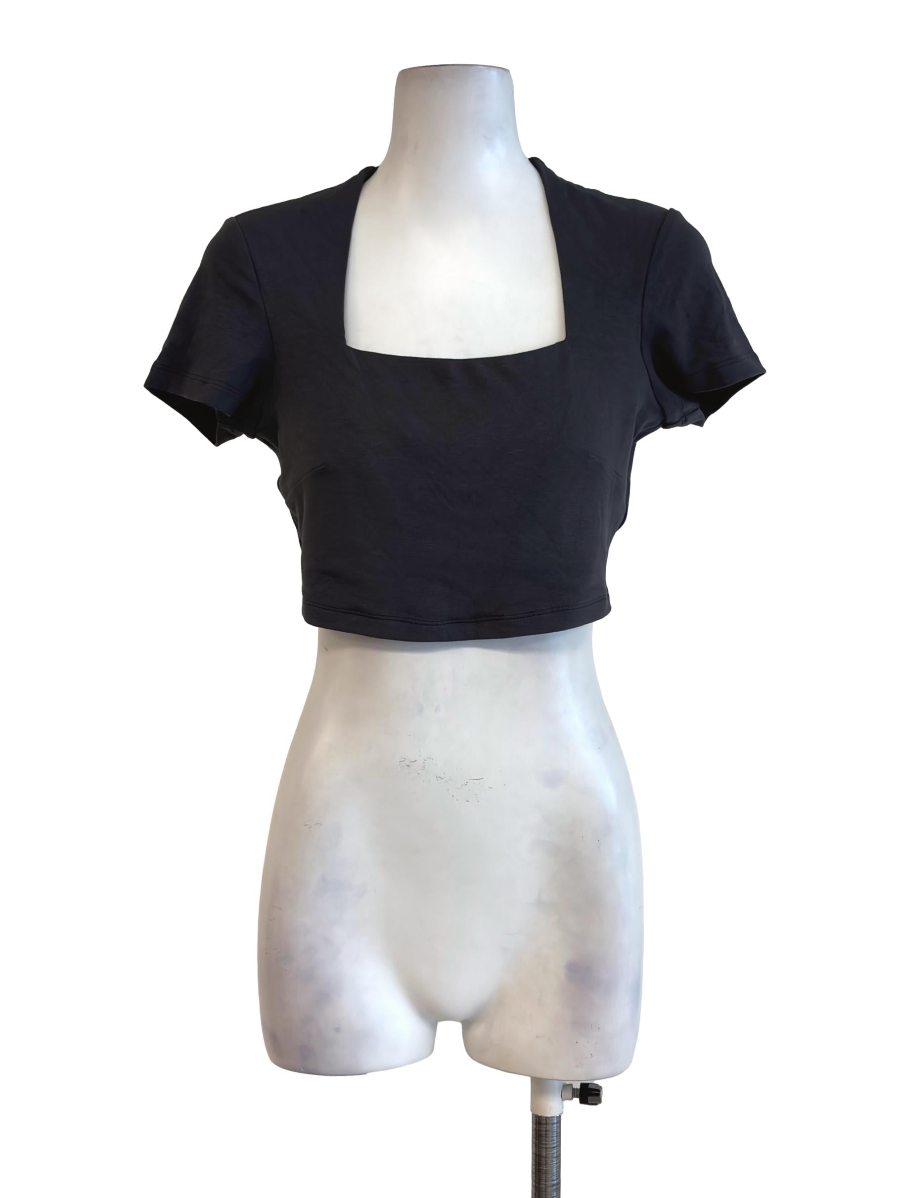 Anchor Grey Square Neck Cropped Top