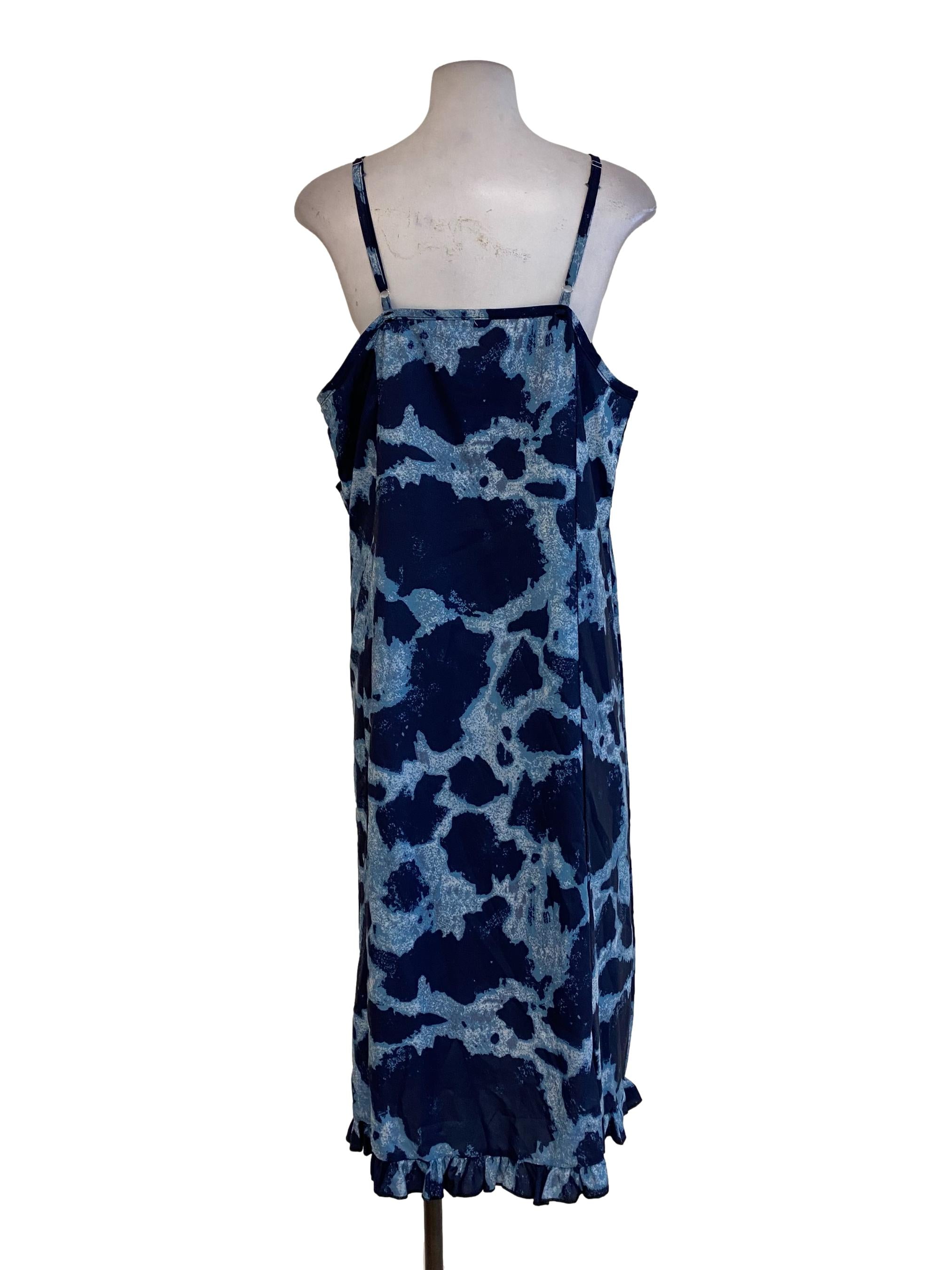 Blue Abstract Ruffle Dress