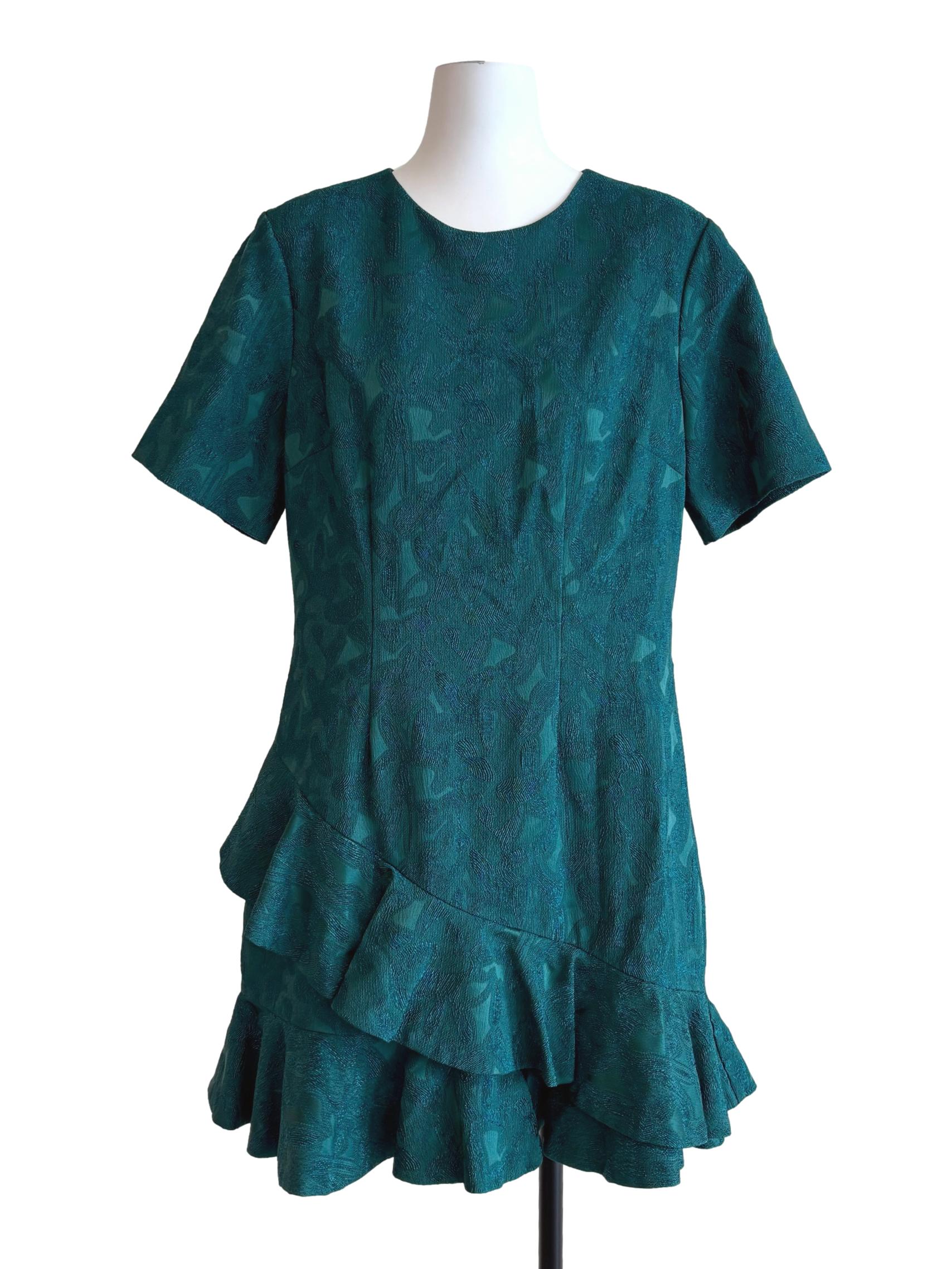 Teal Short Sleeve A-Line Dress