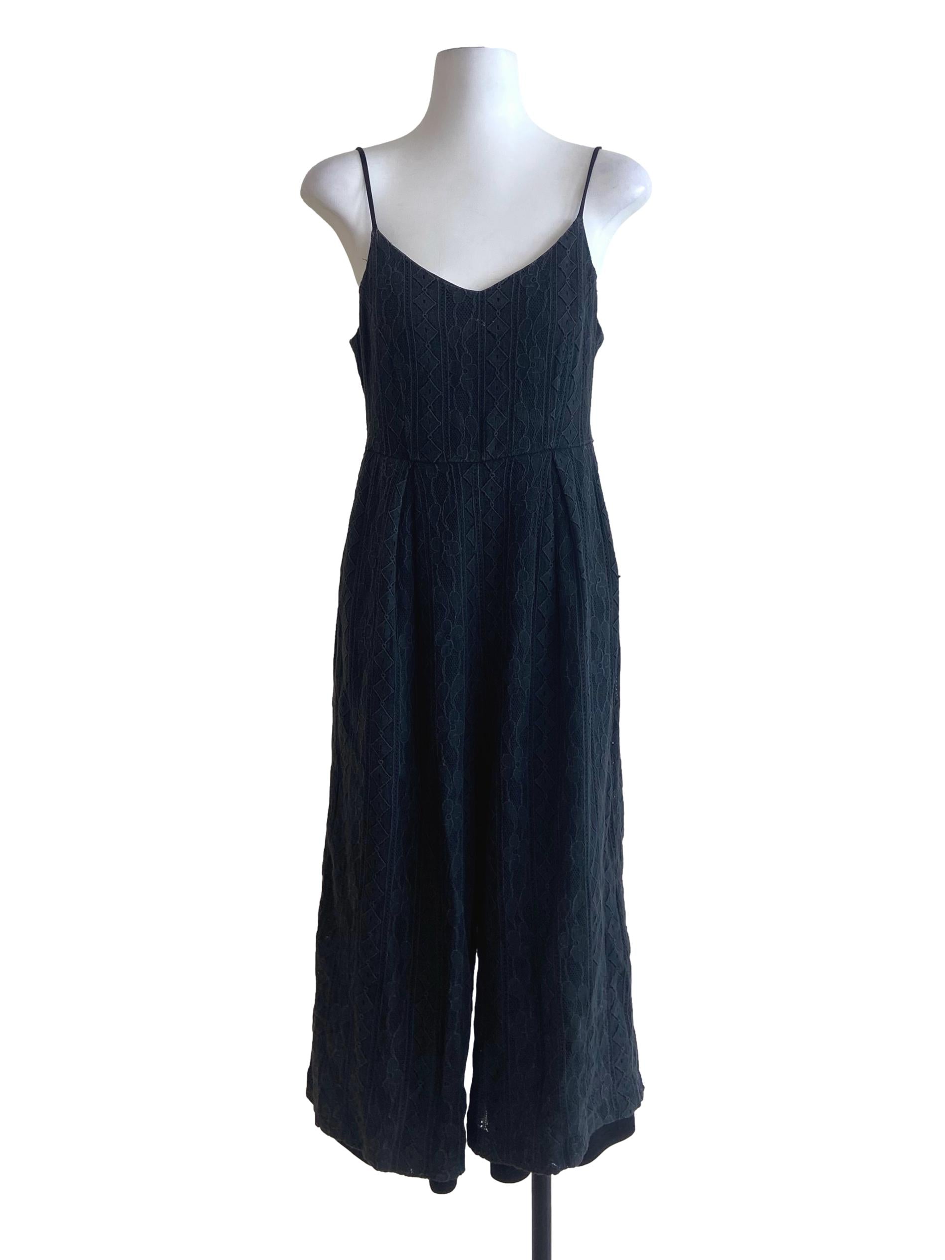 Black Floral Lace Sleeveless Jumpsuit
