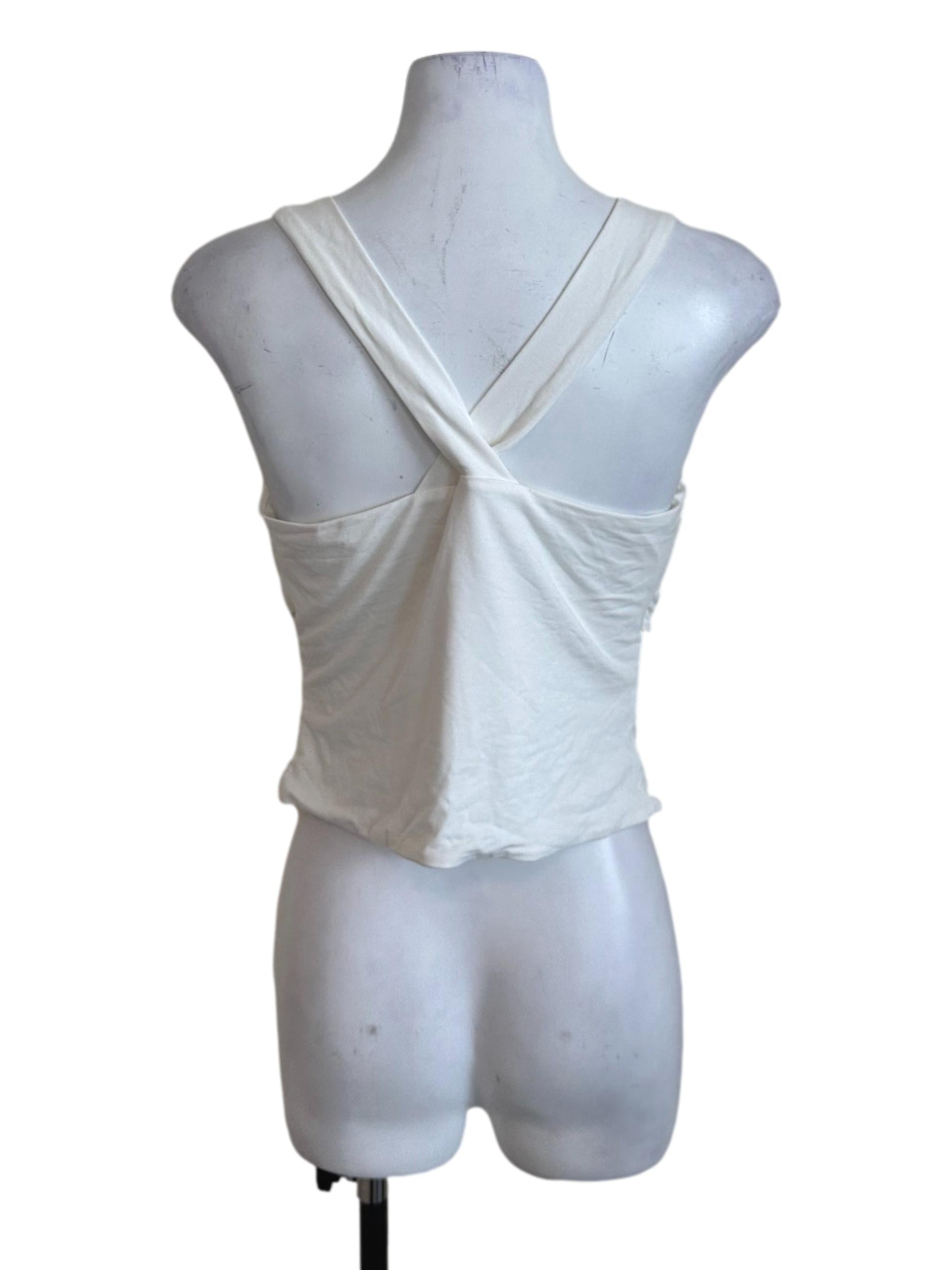 Ivory White V Neck Overlap Ruched Top