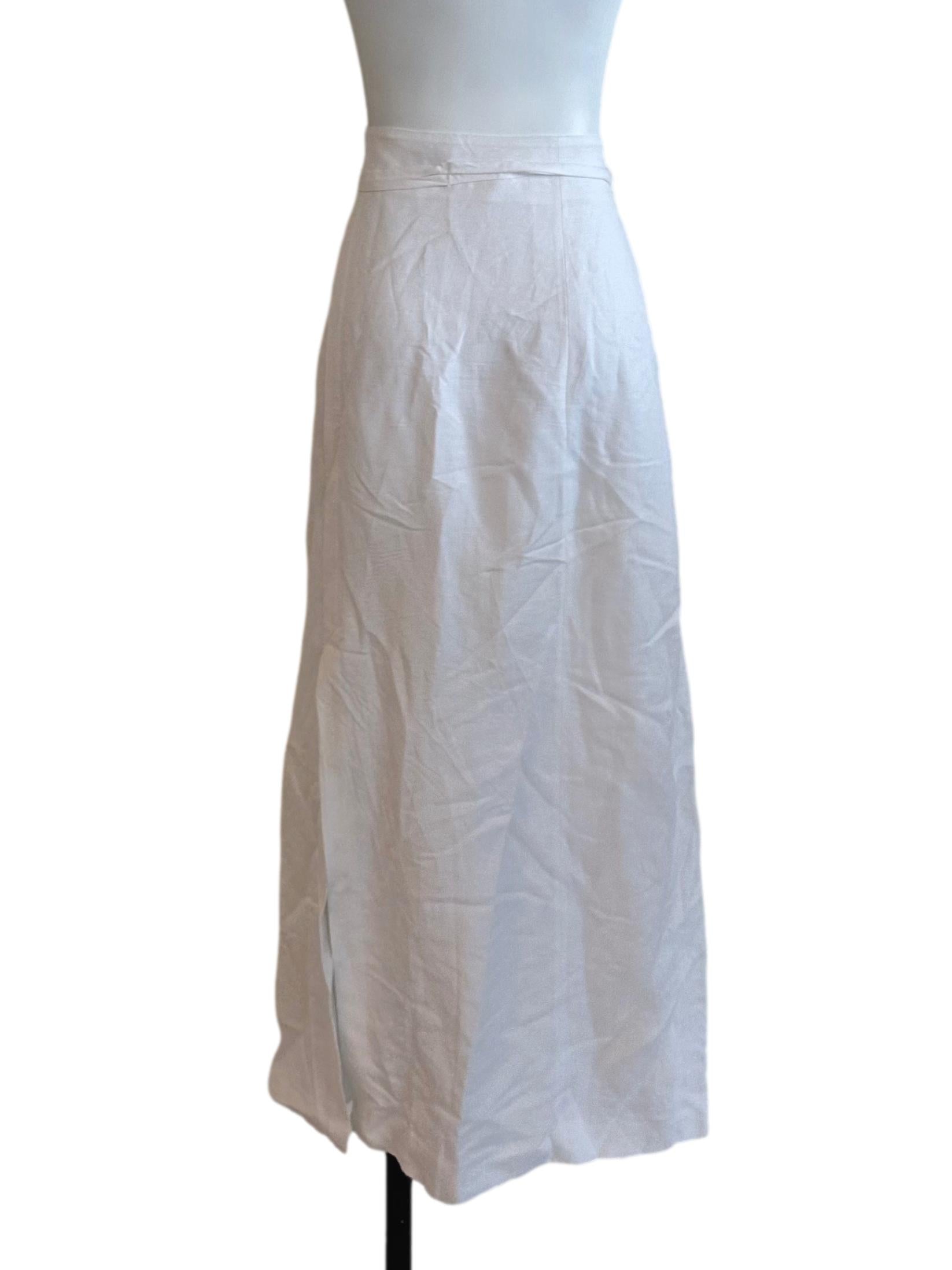 Pearl White Front Tie Slit Skirt