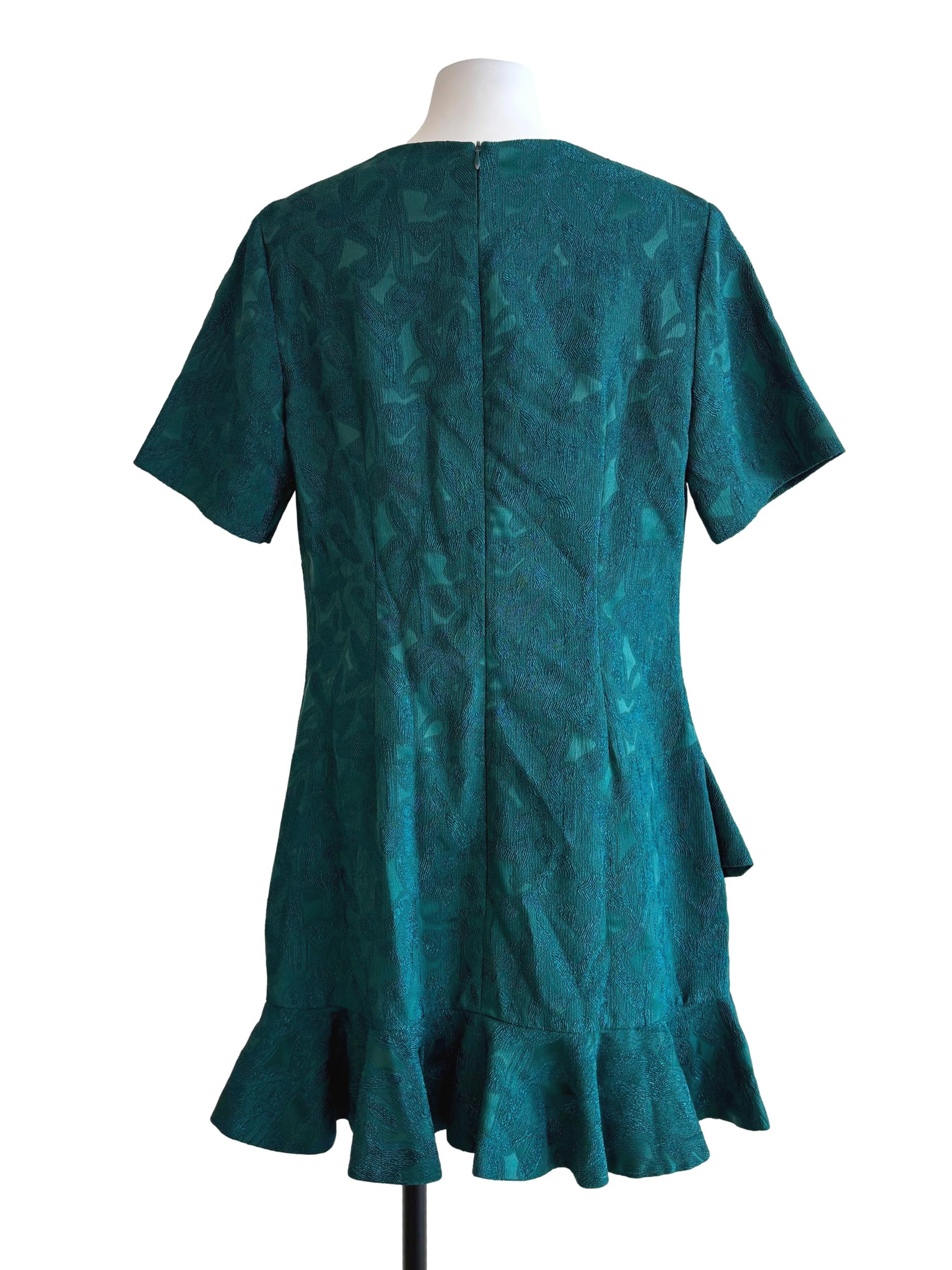 Teal Short Sleeve A-Line Dress