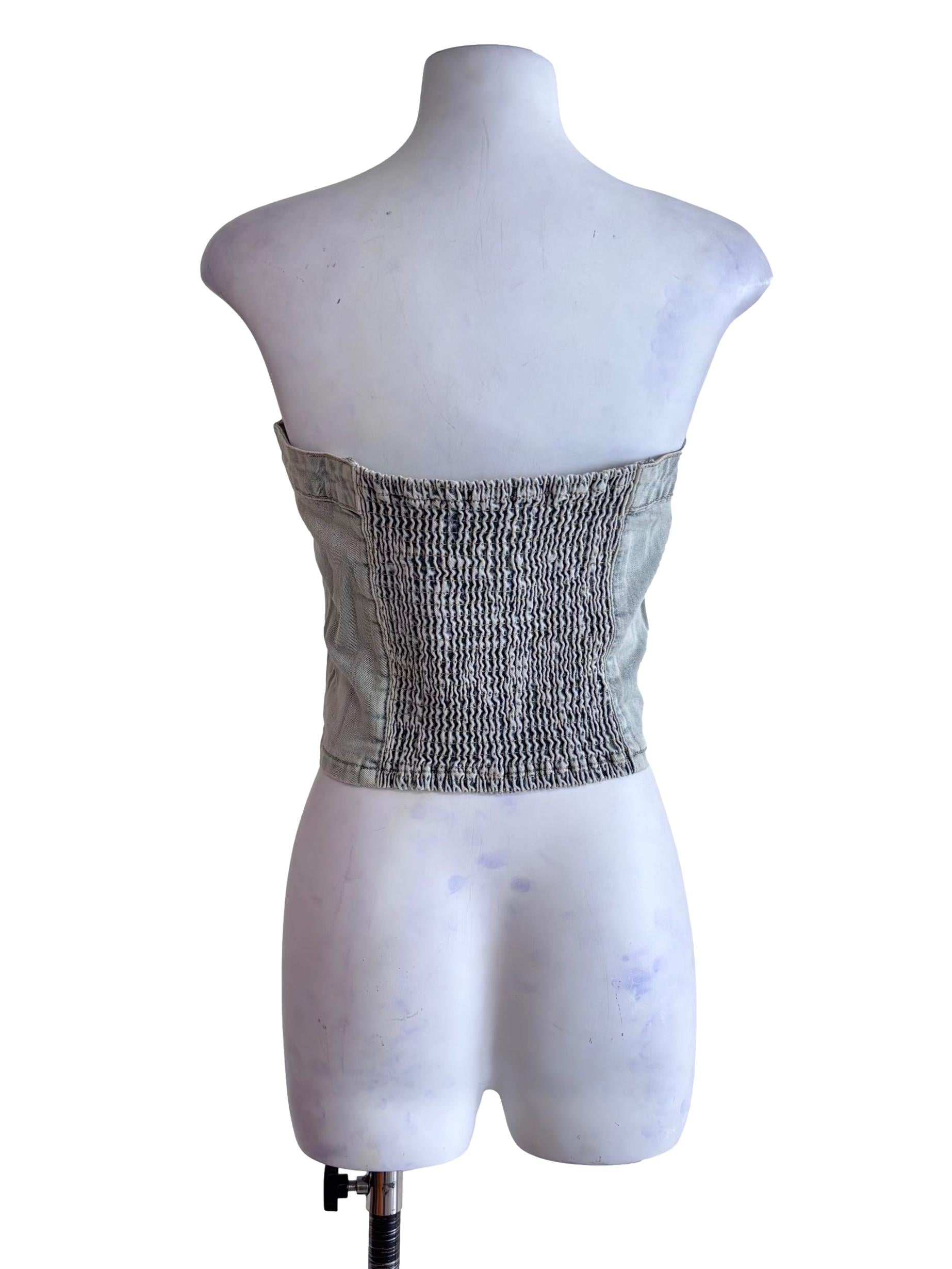 Light Blue Franc Denim Button Tube Top