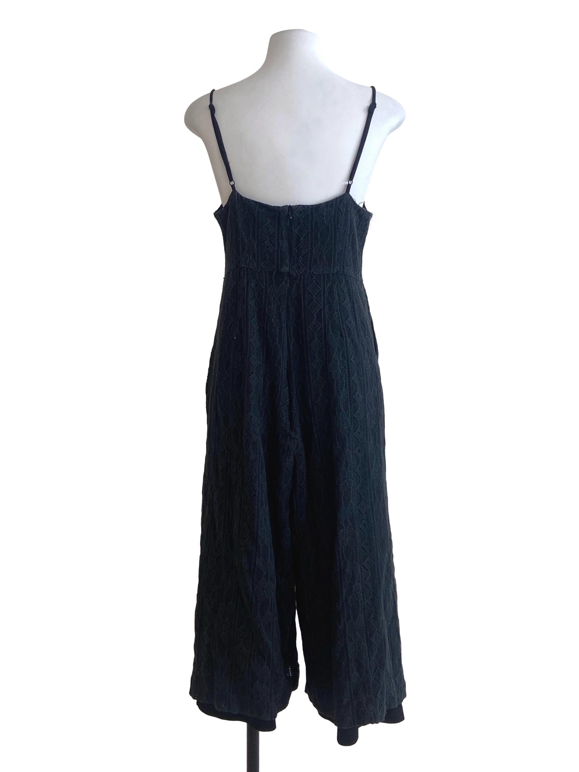 Black Floral Lace Sleeveless Jumpsuit