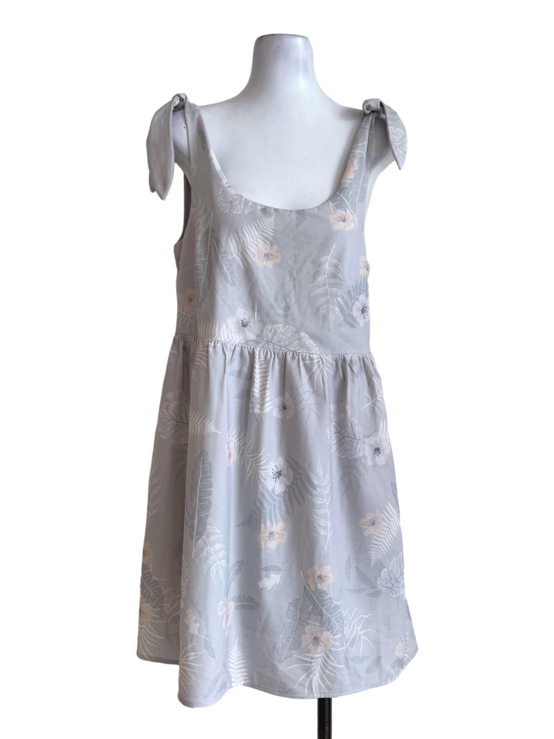 Cloud Grey Prints Empire Romper Dress