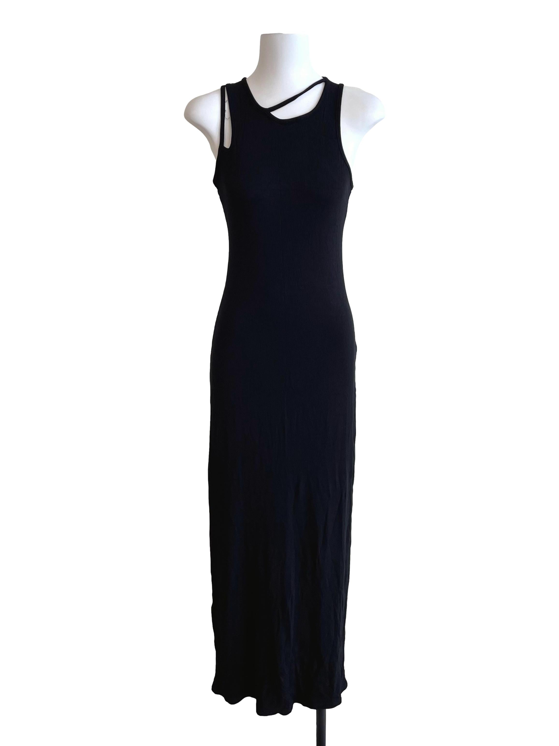 Black Slit Straps Bodycon Dress