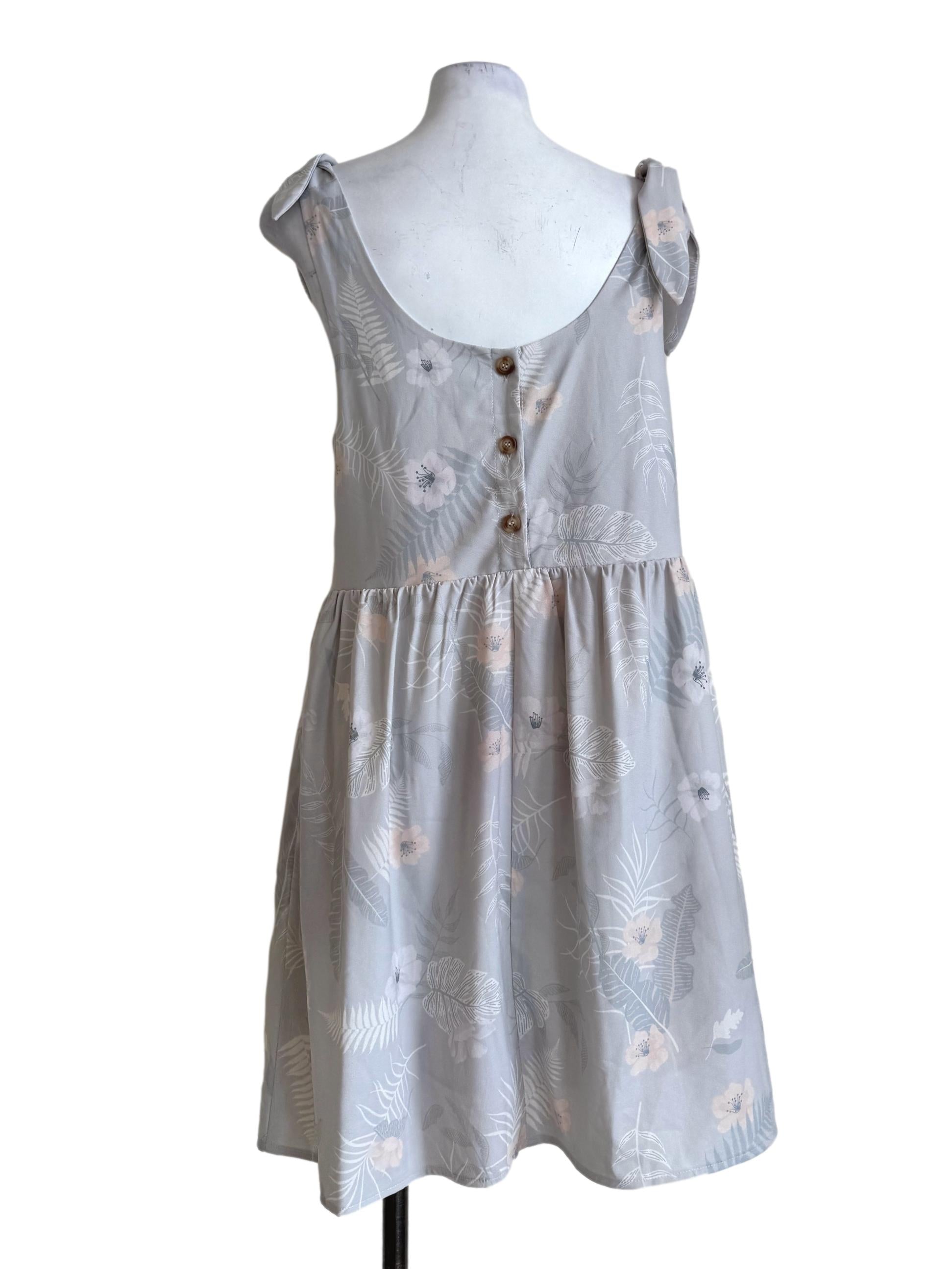 Cloud Grey Prints Empire Romper Dress