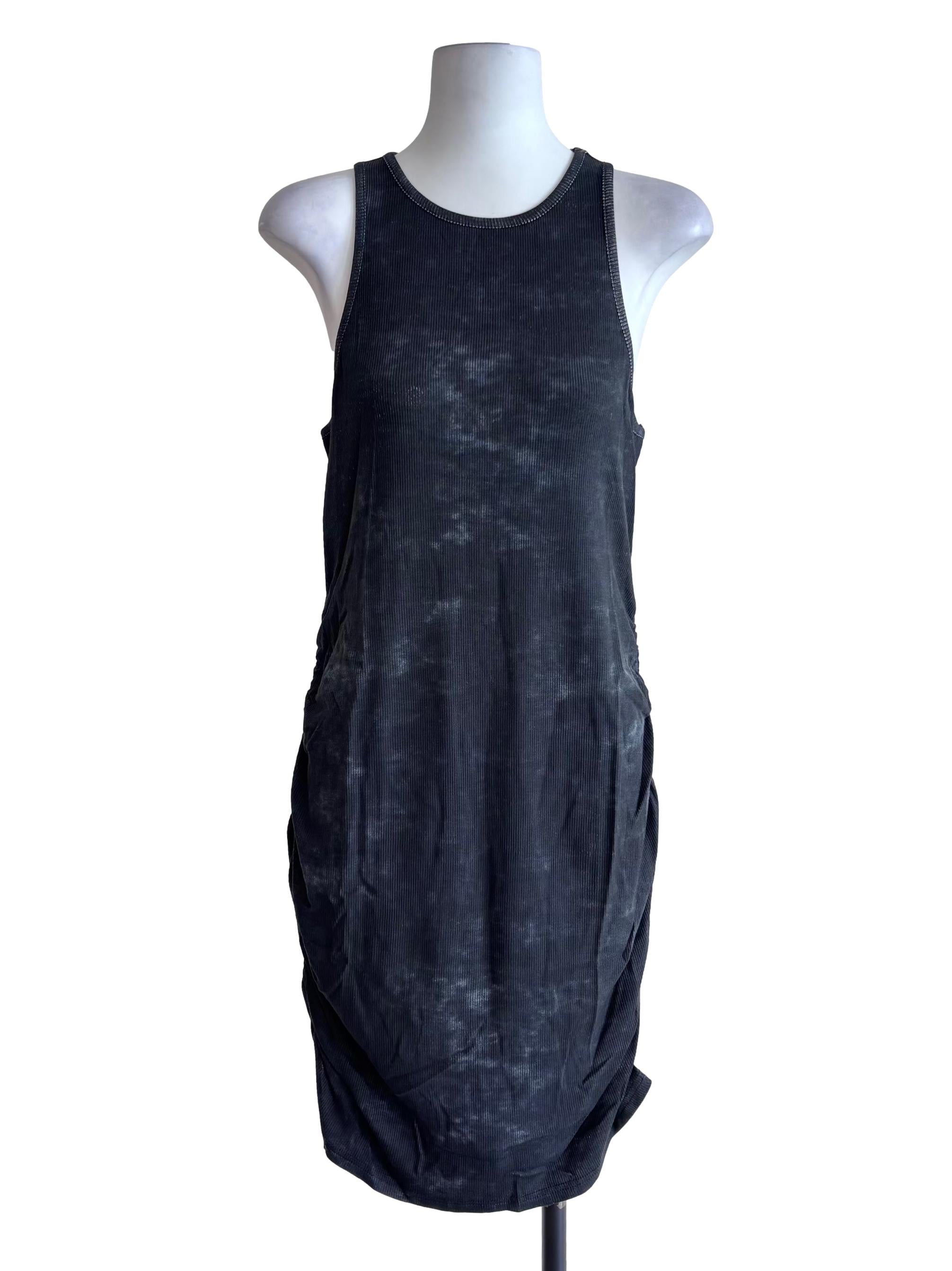 Black Aerin Asymmetrical Ruch Side Dress