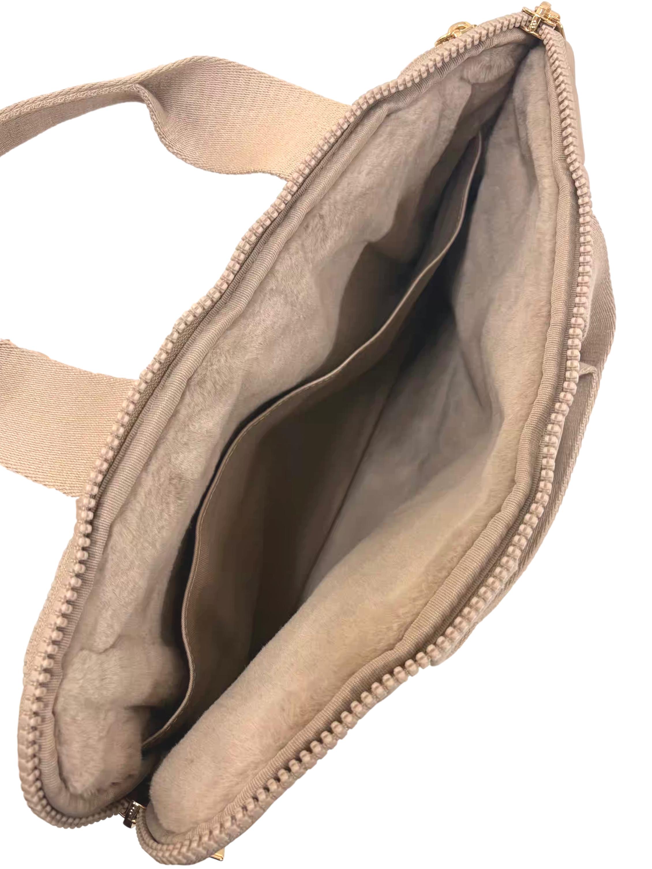 Beige Quilted Laptop Bag