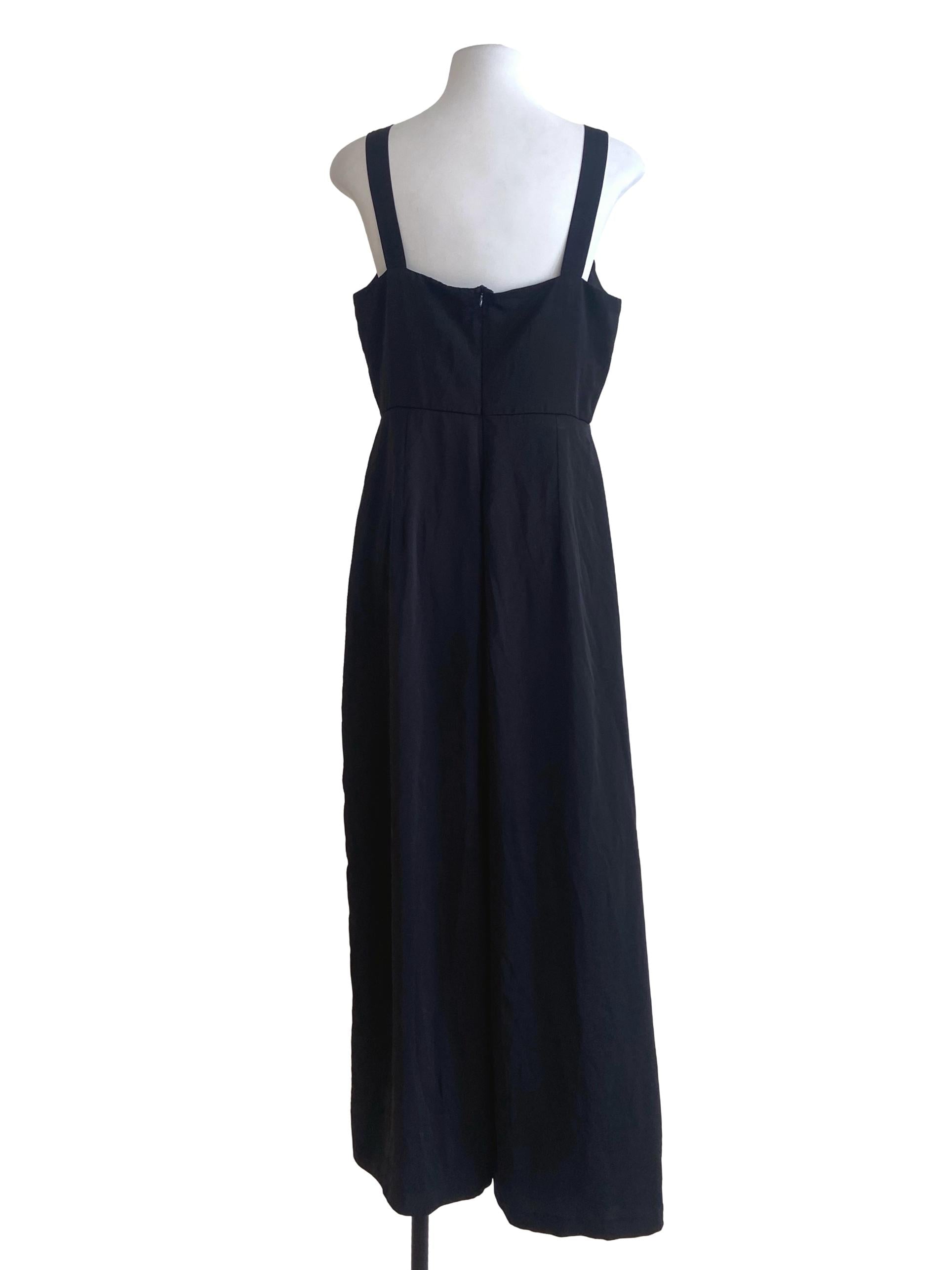 Black Sleeveless Twill Jumpsuit