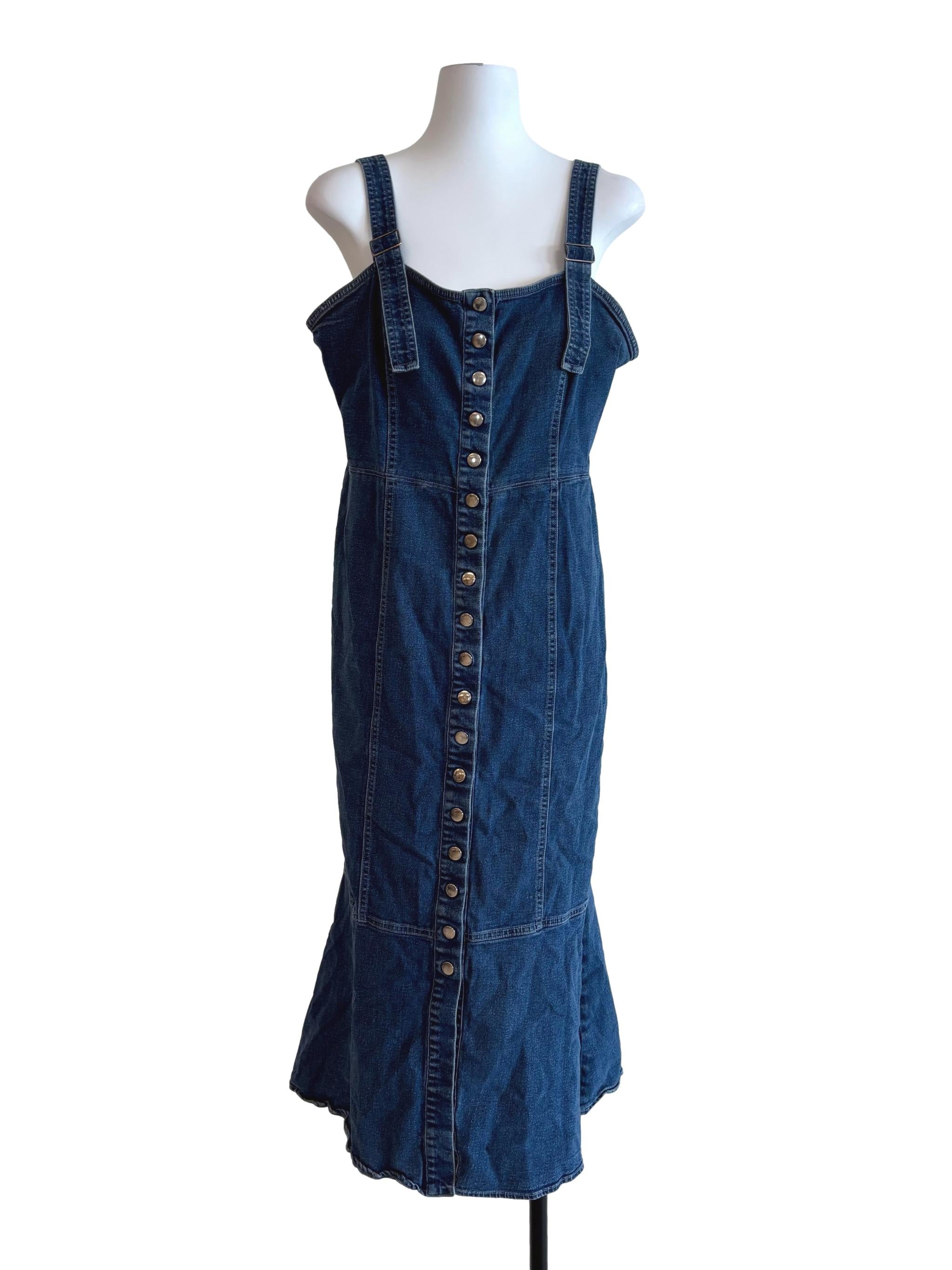 Denim Blue Button Up Drop Waist Dress