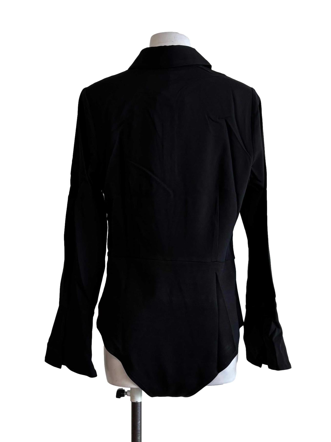 Black Long Sleeve Buttoned Bodysuit