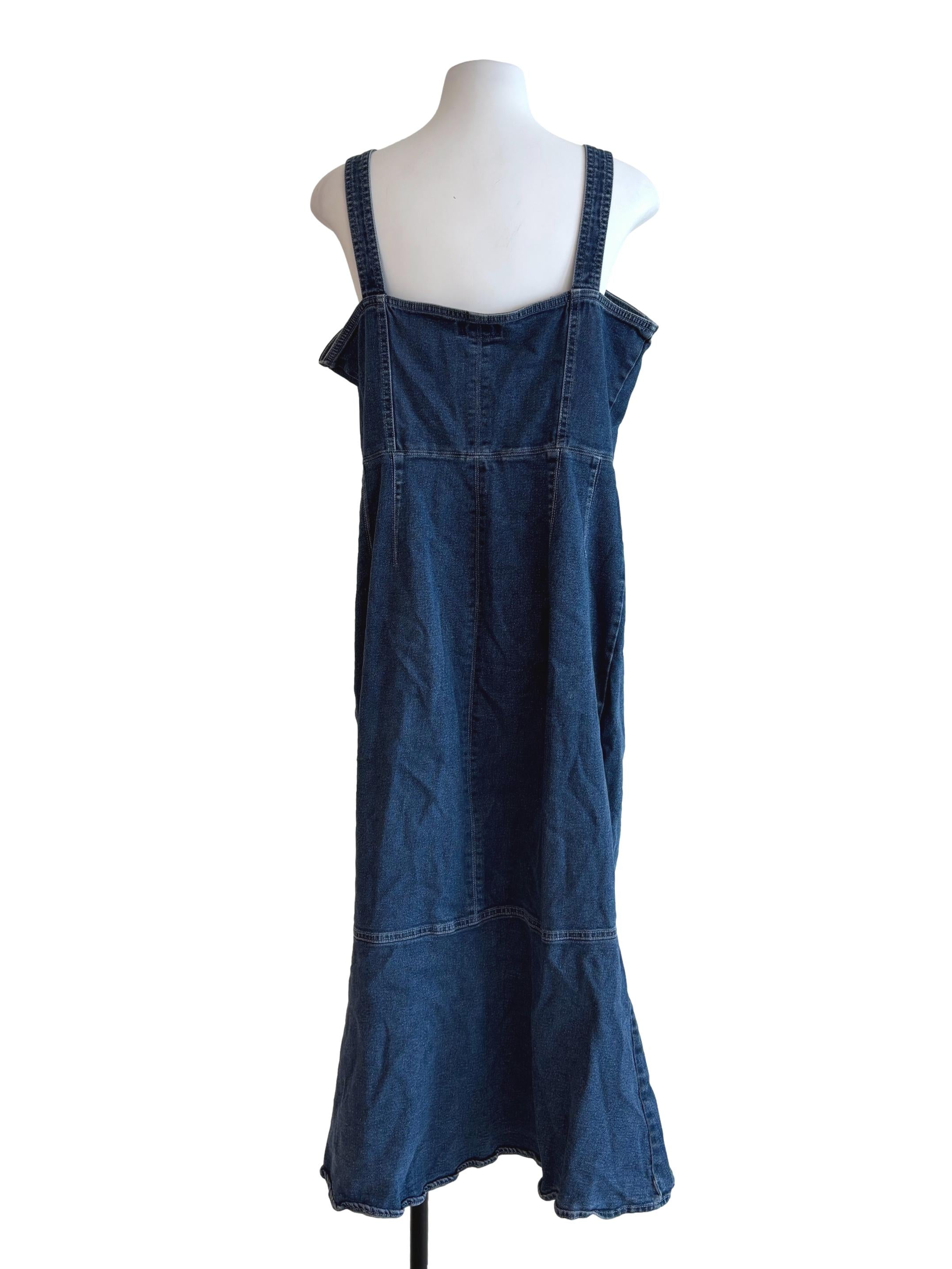 Denim Blue Button Up Drop Waist Dress