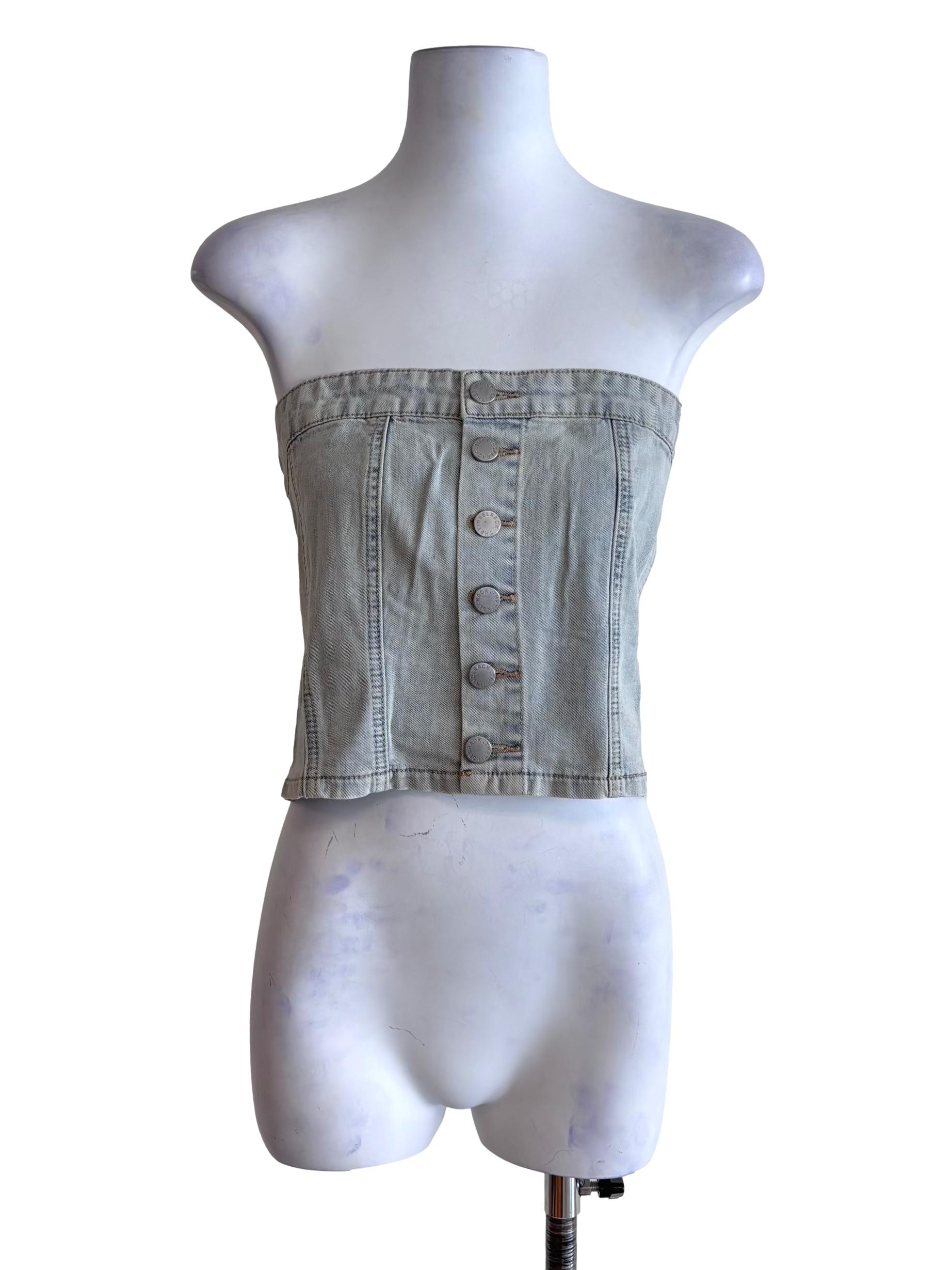 Light Blue Franc Denim Button Tube Top