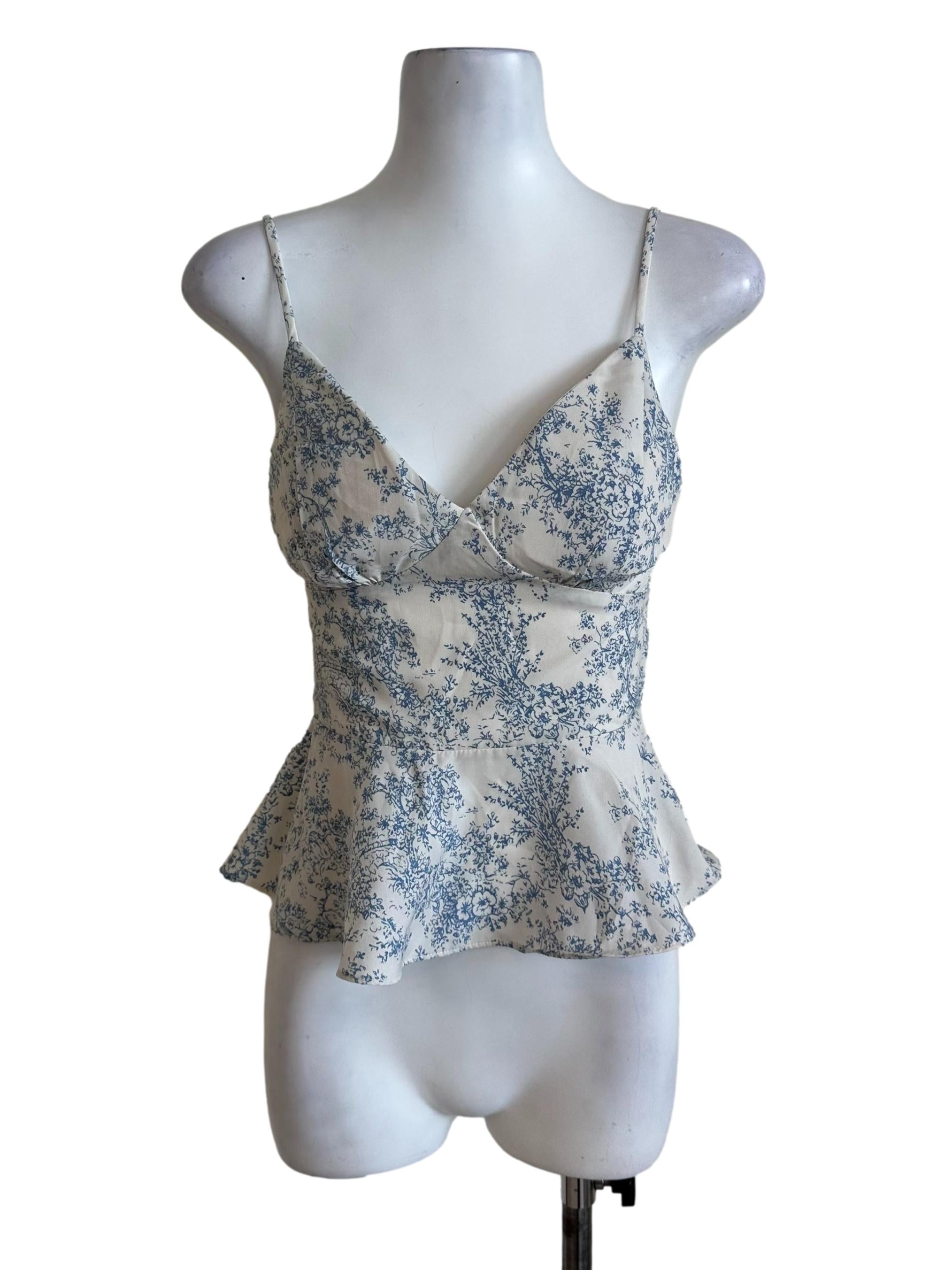 Ash White Pattern V Neck Peplum Top